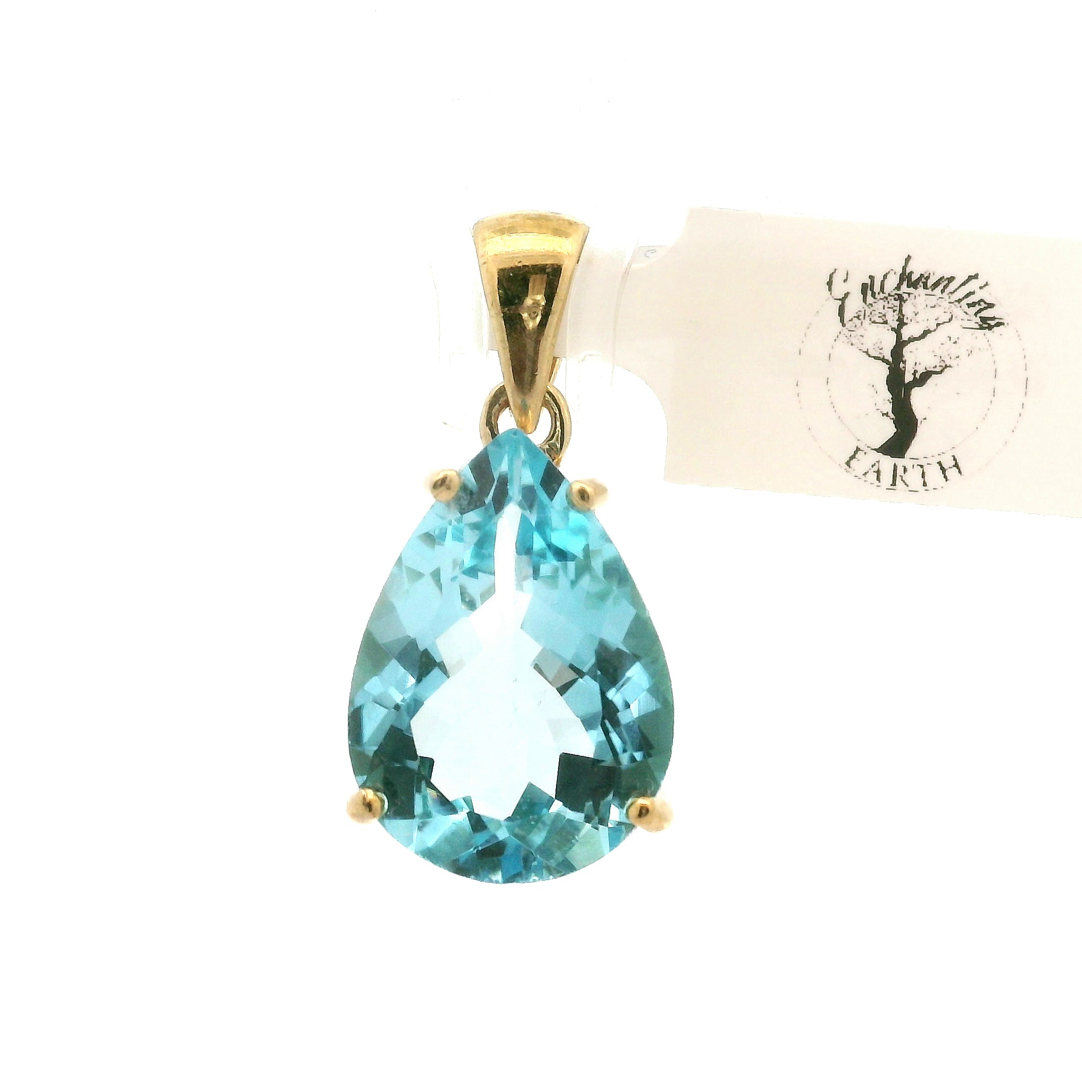 Blue Topaz Pendant .925 Silver with Gold Plating for Higher Levels of Awareness, Peaceful Communication and Clarity (Copy)