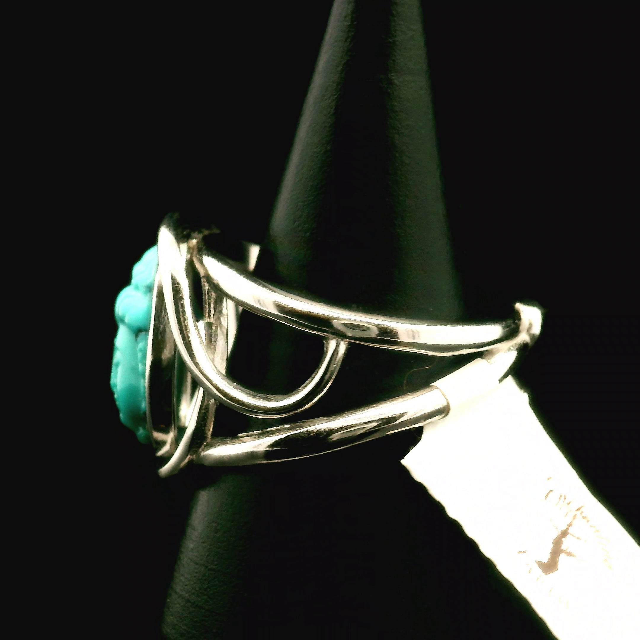 Turquoise Buddha Cuff Ring for Good Luck, Prosperity and Protection