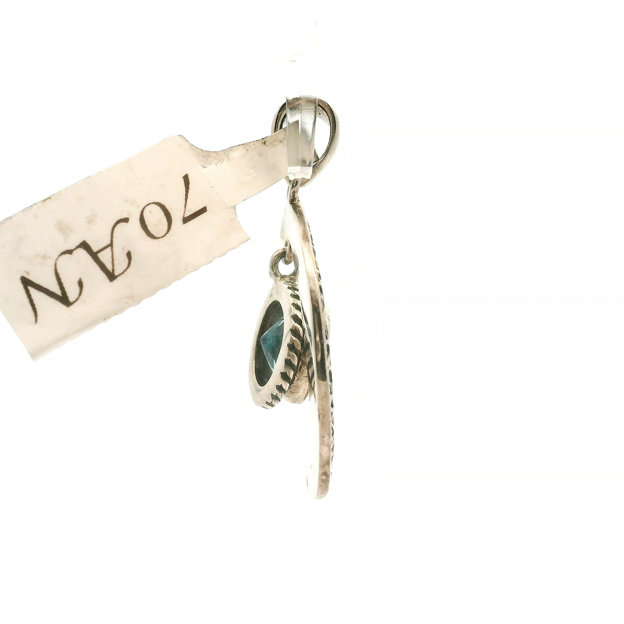 Moon Crescent Aquamarine Pendant .925 Sterling Silver for Personal Power and Intuition
