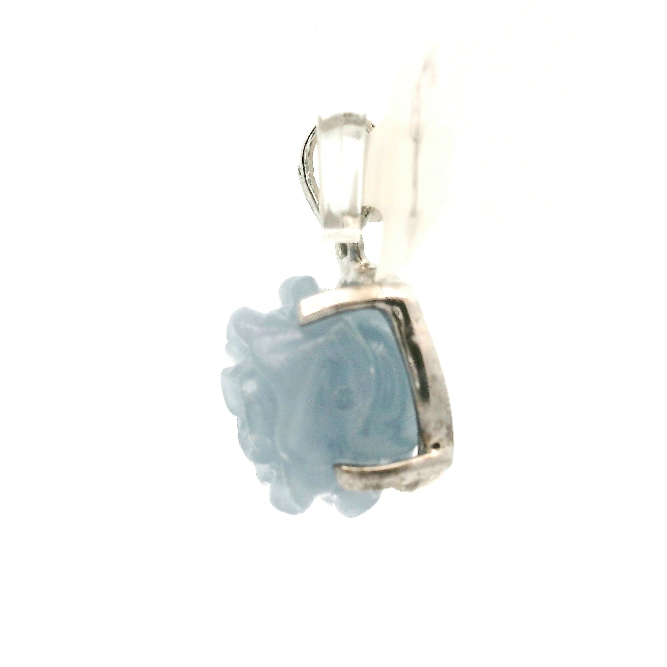 Angelite Flower Pendant .925 Silver for Communication and Connection with Angels