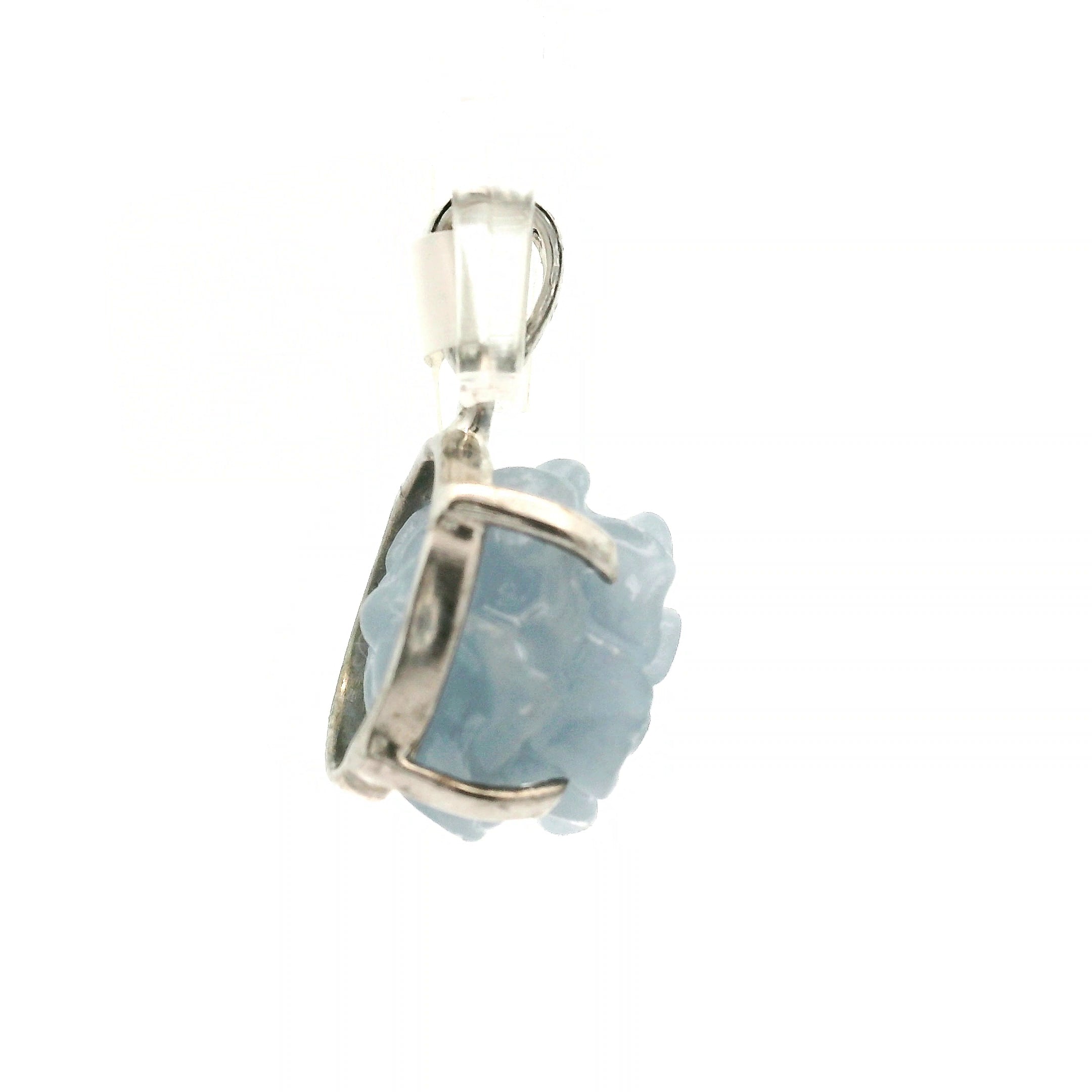 Angelite Flower Pendant .925 Silver for Communication and Connection with Angels
