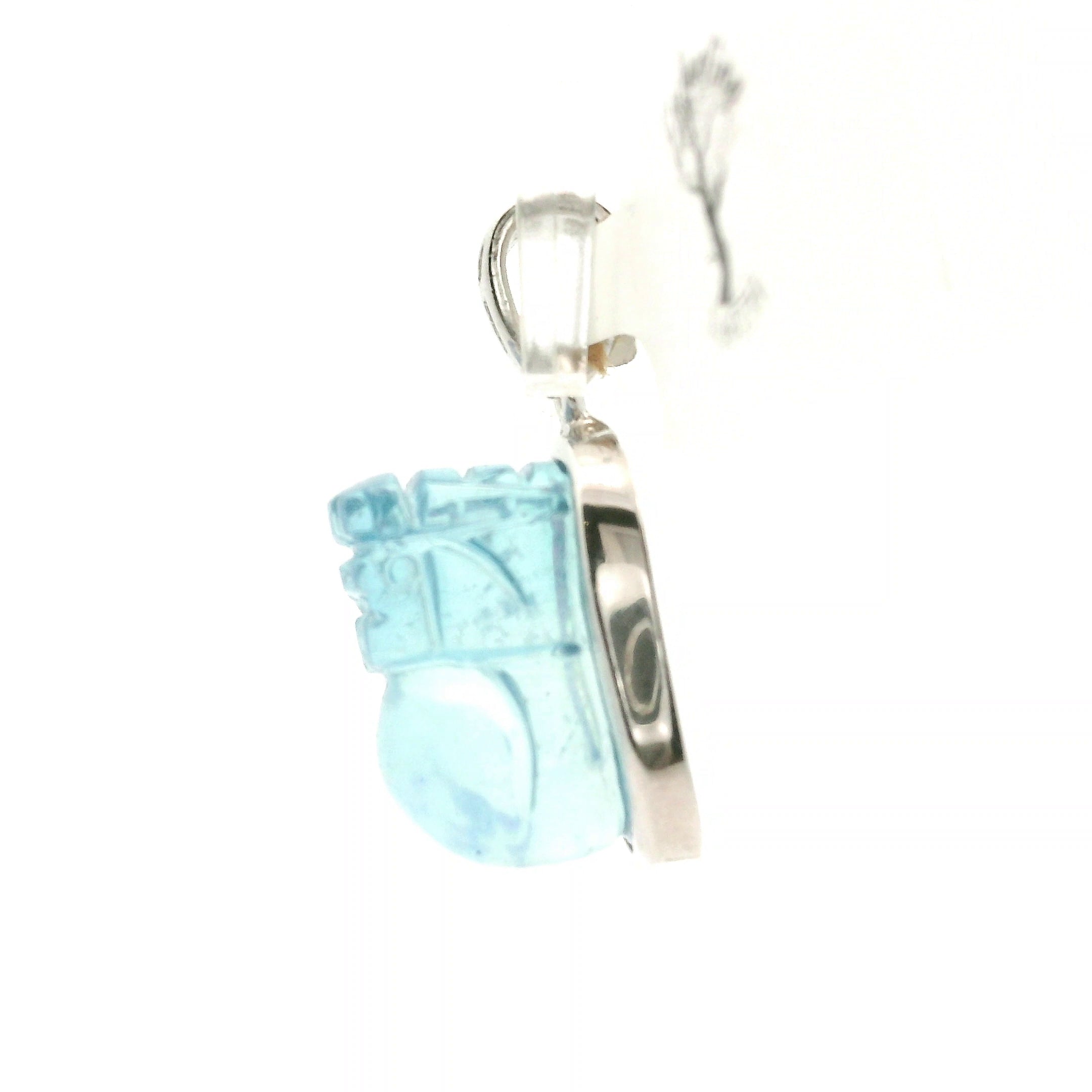 Aquamarine Pixchu .925 Silver Adjustable Cuff Ring for Calm Communication