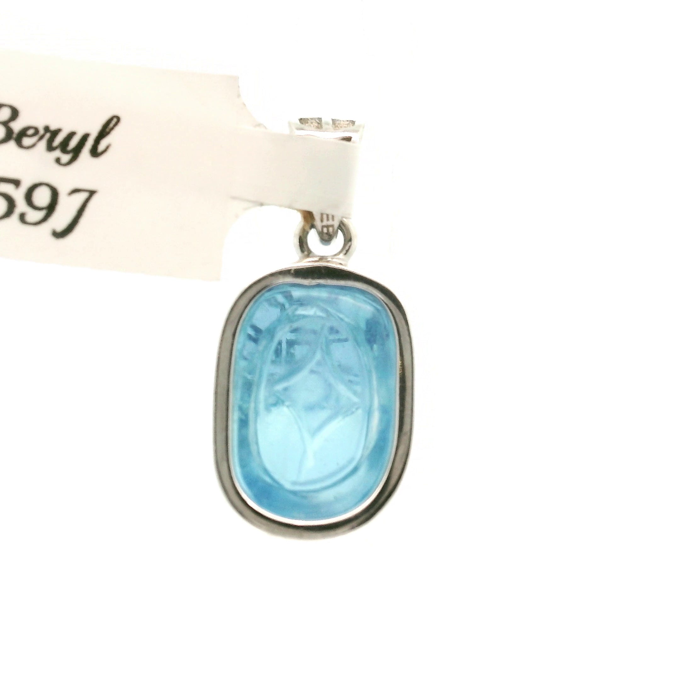 Aquamarine Pixchu .925 Silver Adjustable Cuff Ring for Calm Communication