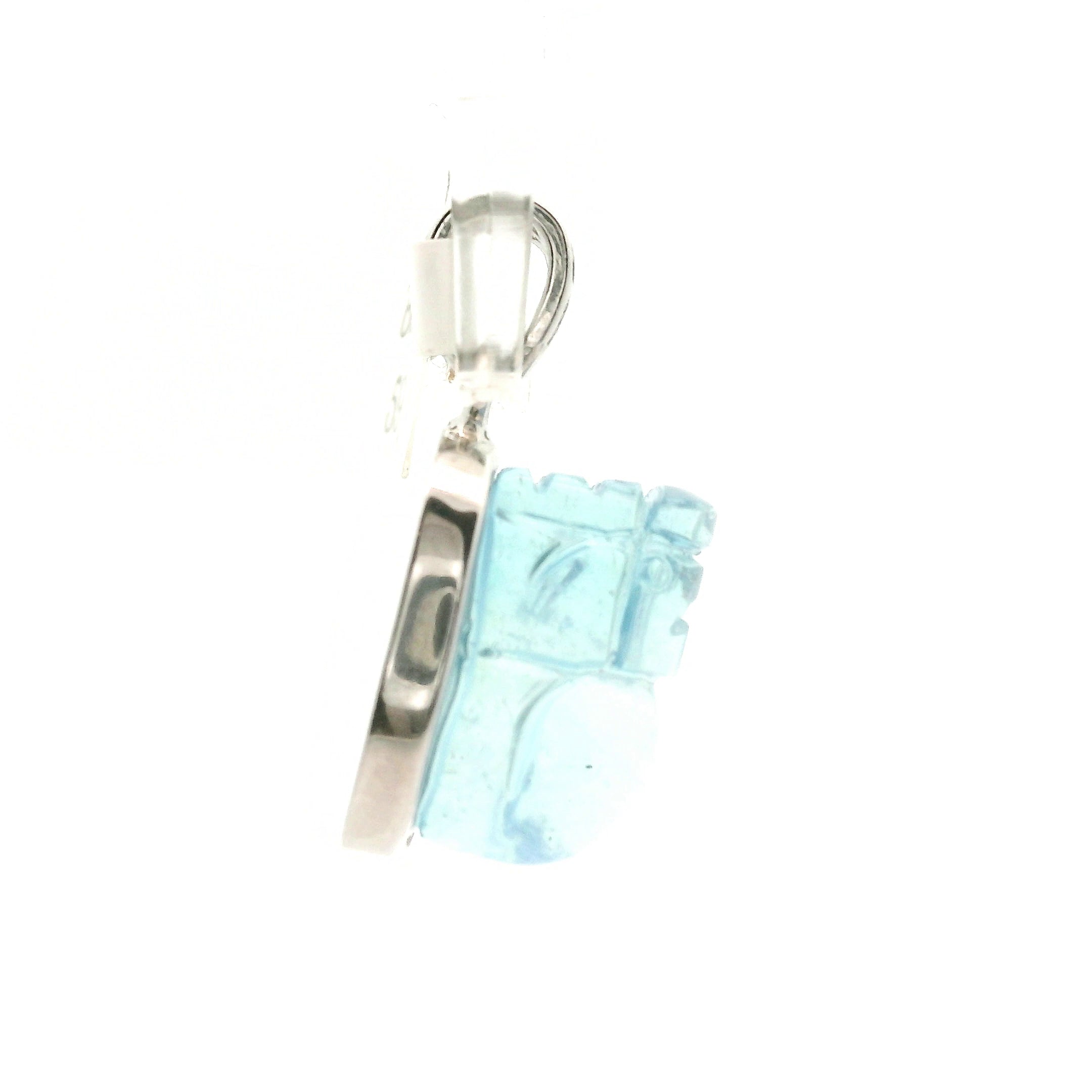 Aquamarine Pixchu .925 Silver Adjustable Cuff Ring for Calm Communication