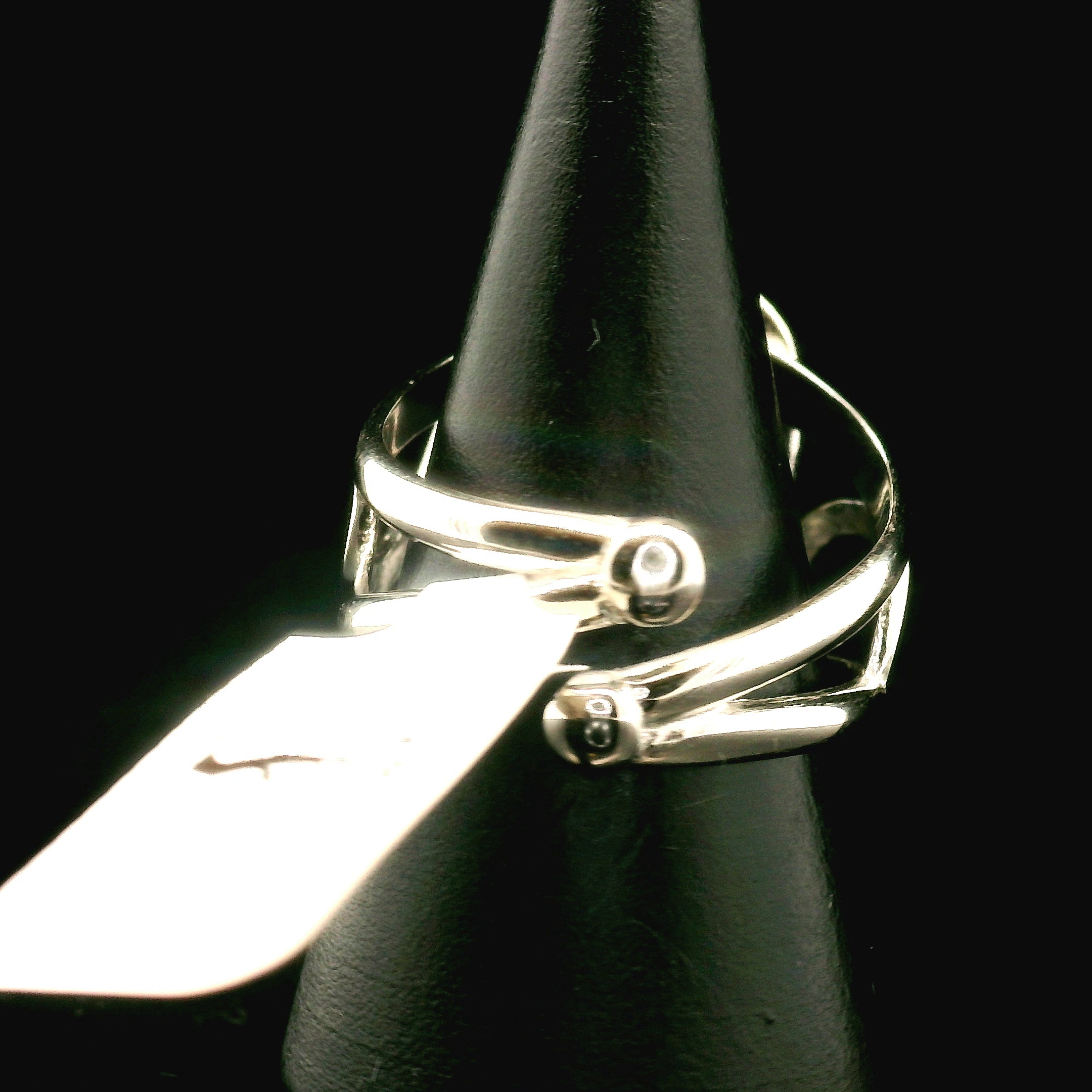 Swedish Blue Glass Cuff Ring 925 Silver for Peace, Protection and Clarity