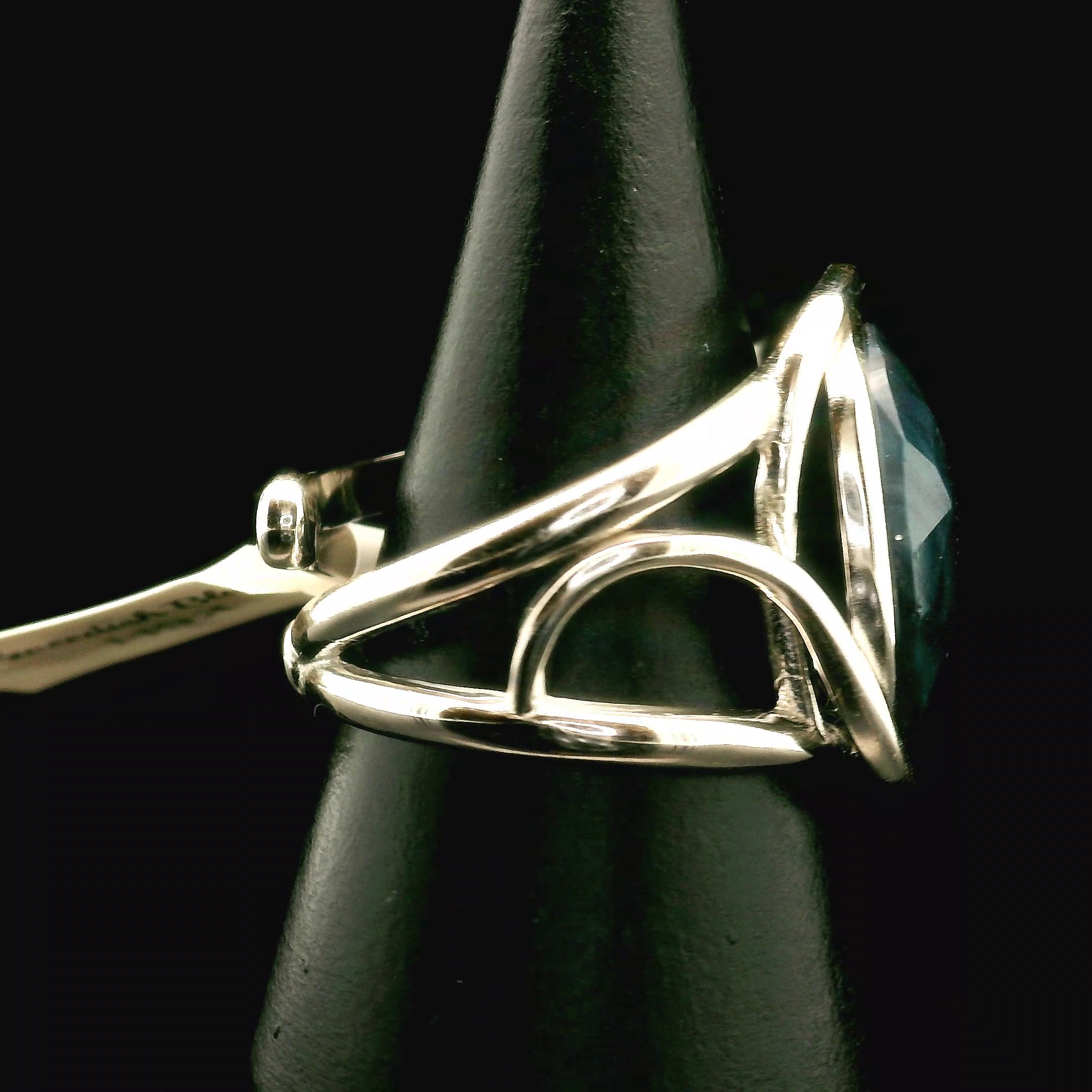 Swedish Blue Glass Cuff Ring 925 Silver for Peace, Protection and Clarity