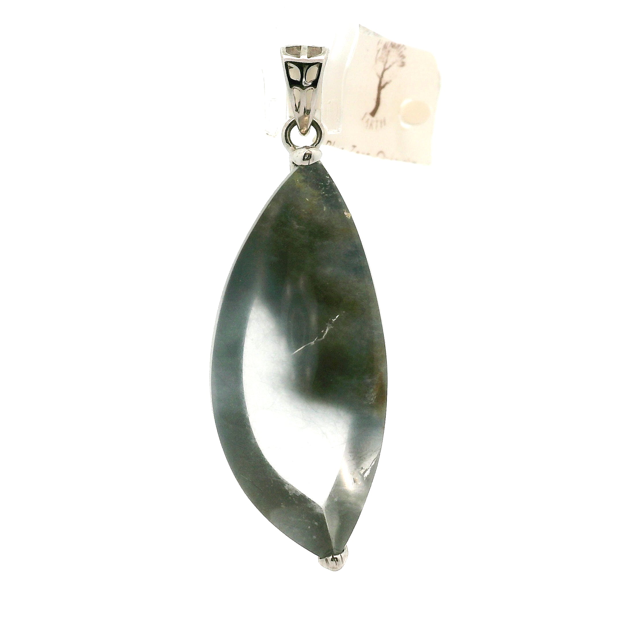 Blue Amphibole Quartz Cuff Pendant .925 Sterling Silver for Angellic Connection, Lucid Dreaming and Protection