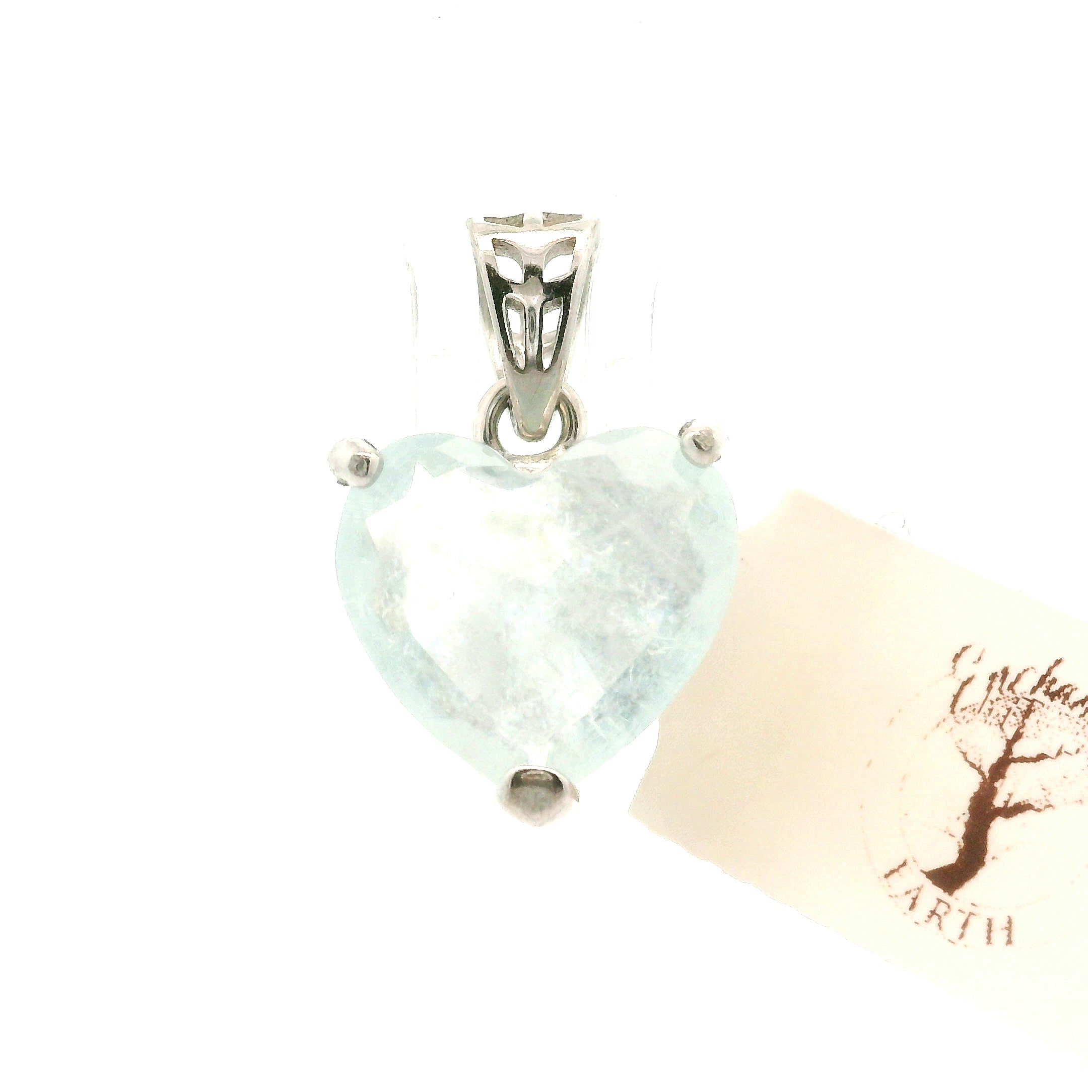 Shimmerine Aquamarine Heart Pendant .925 Silver for Allowing Your Truth & Individuality to Shine