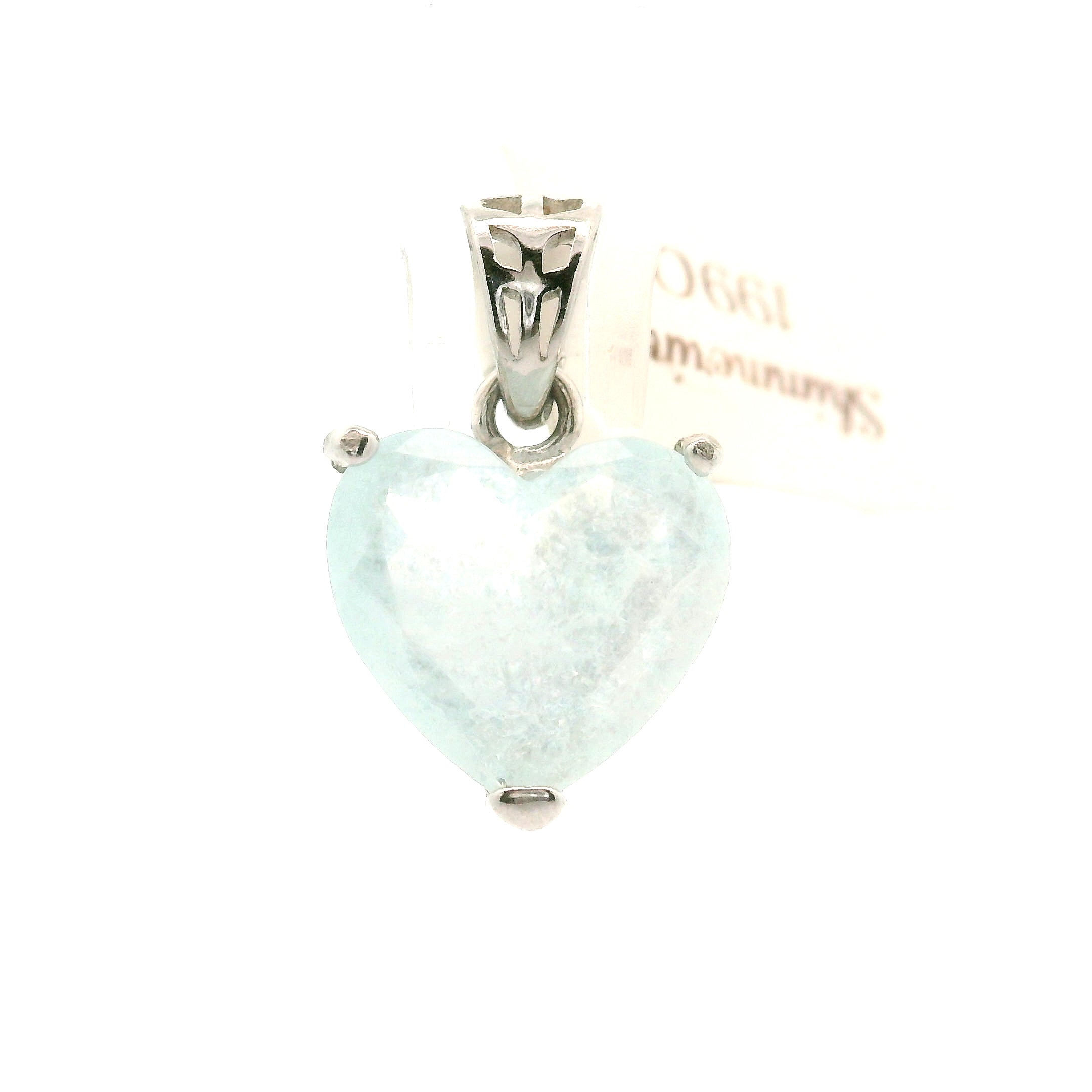 Shimmerine Aquamarine Heart Pendant .925 Silver for Allowing Your Truth & Individuality to Shine