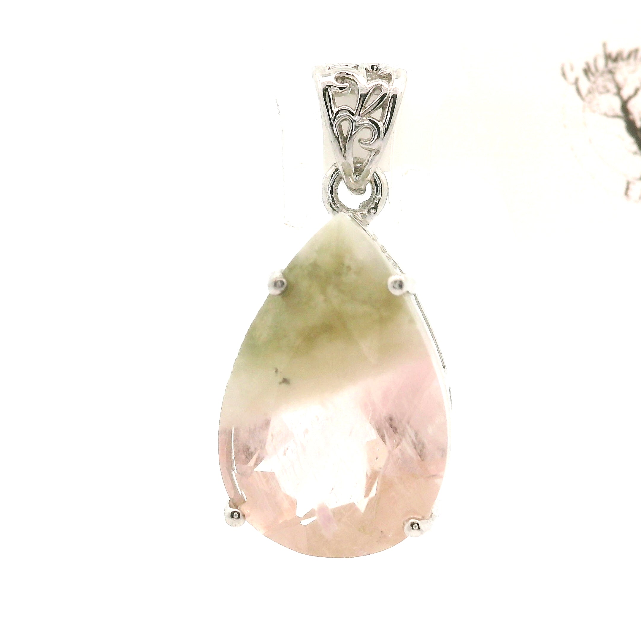 Morganite & Aquamarine Pendant .925 Silver for Abundance of Joy and Love