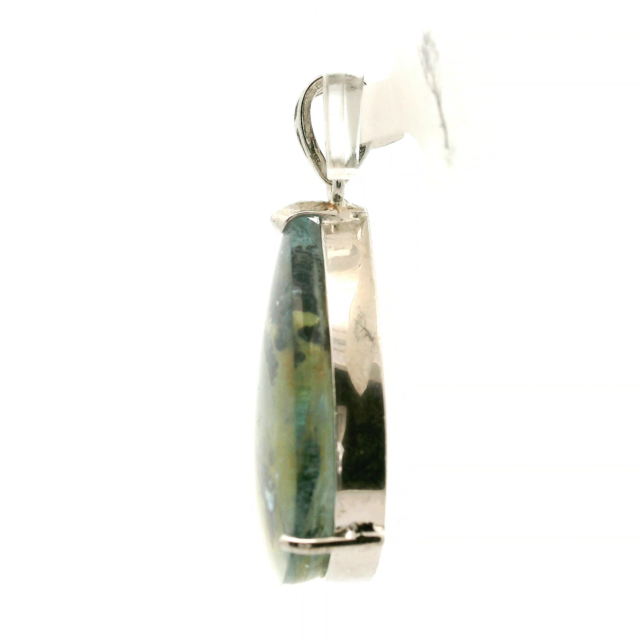 Dendritic Aquamarine Pendant .925 Silver Clarity & Courage
