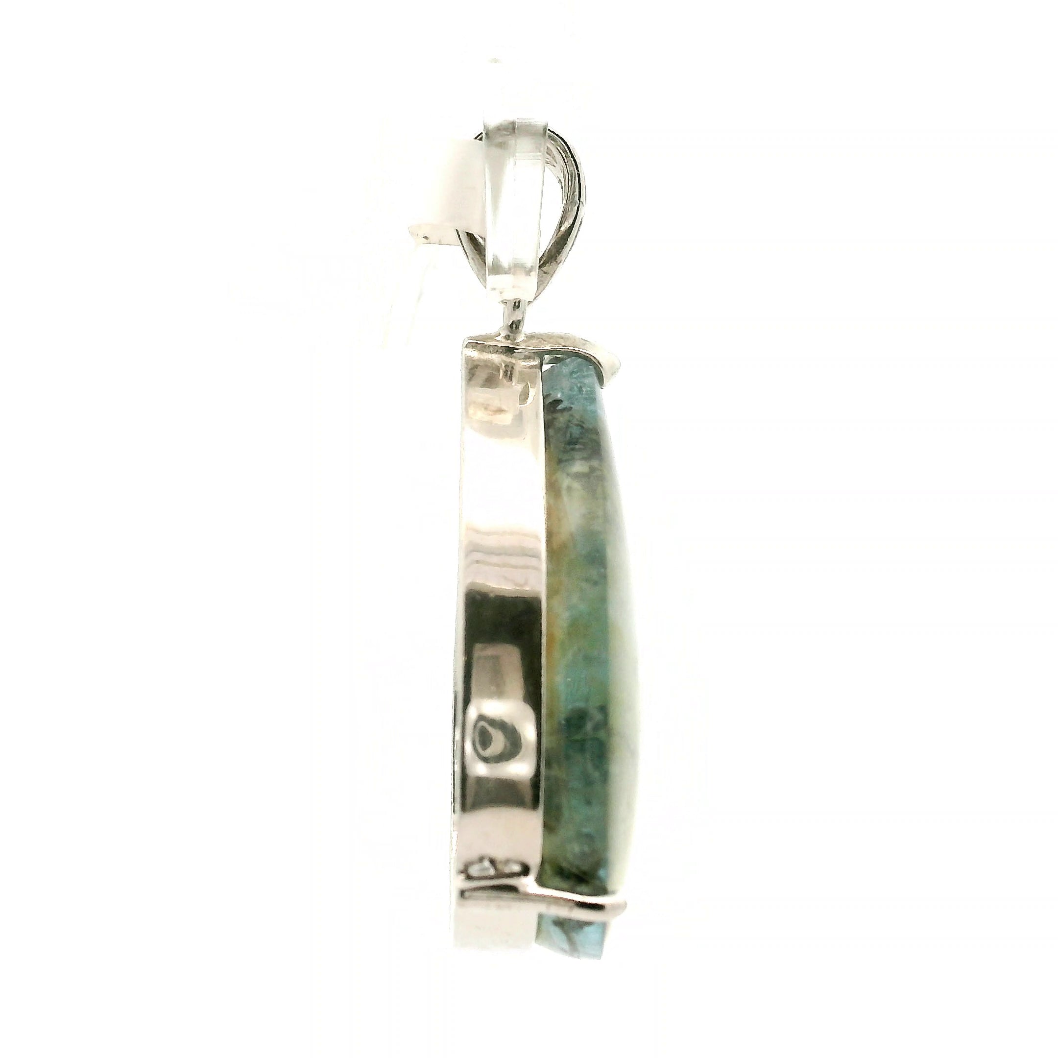 Dendritic Aquamarine Pendant .925 Silver Clarity & Courage