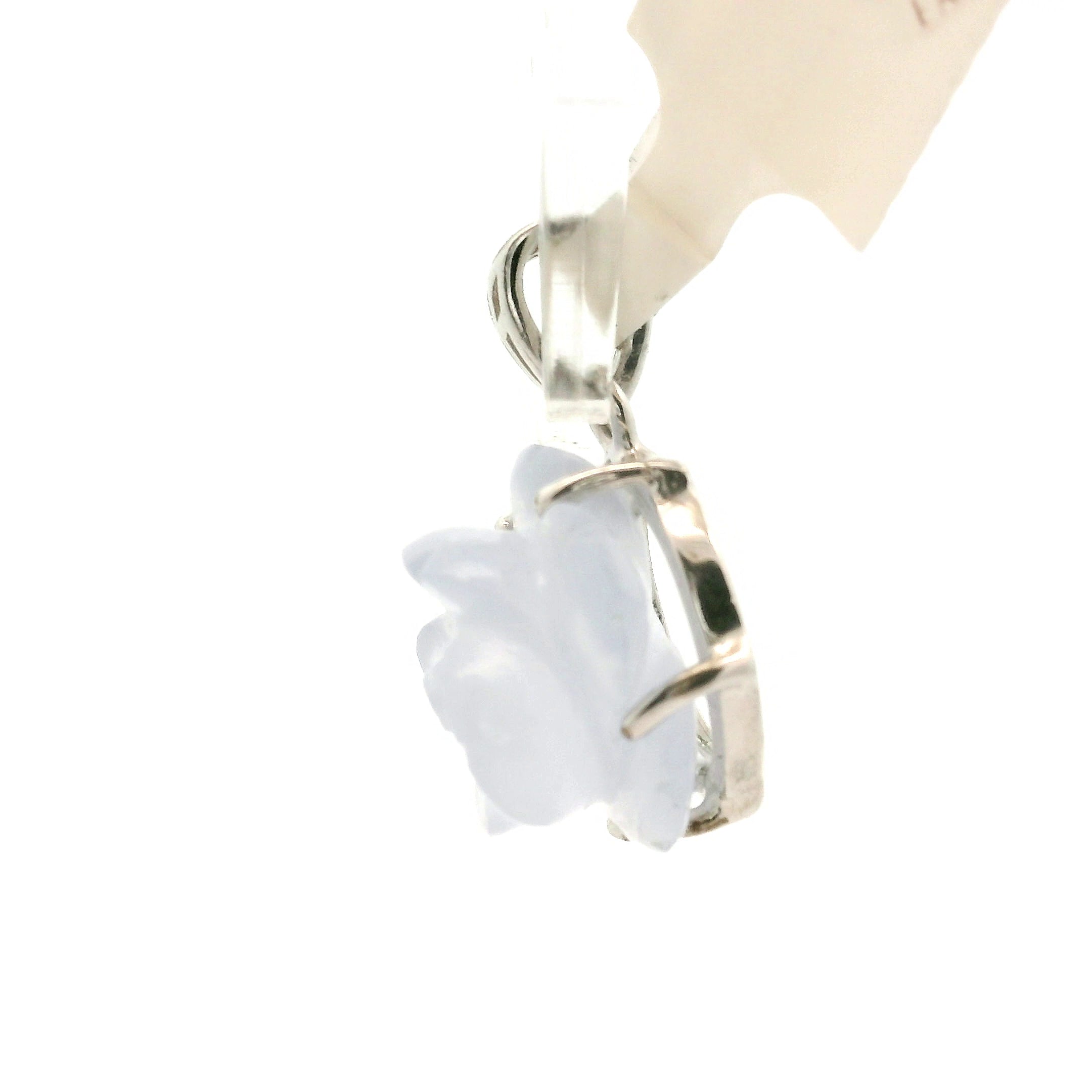 Blue Chalcedony Flower Pendant .925 Silver for Soothing the Body, Mind and Spirit