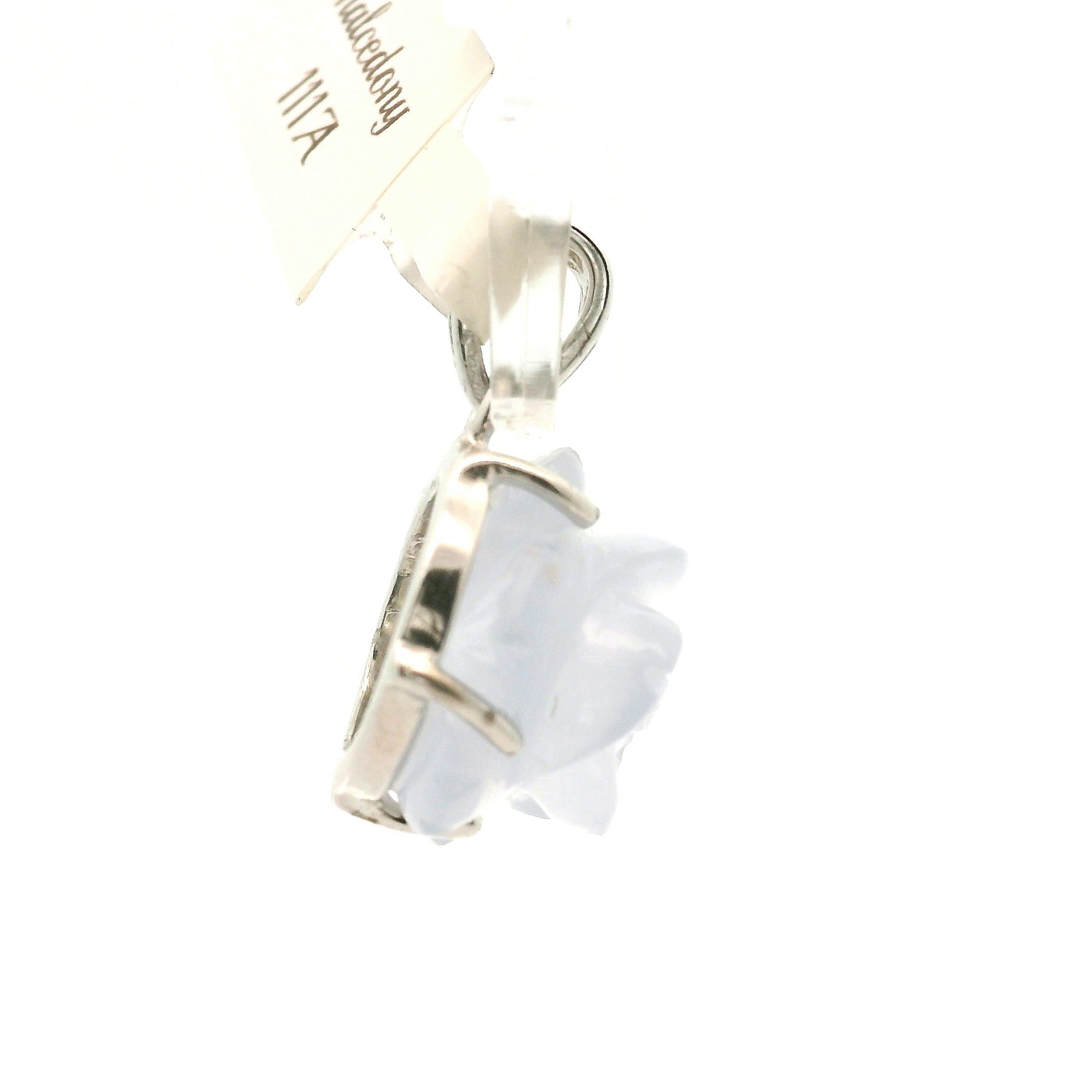 Blue Chalcedony Flower Pendant .925 Silver for Soothing the Body, Mind and Spirit