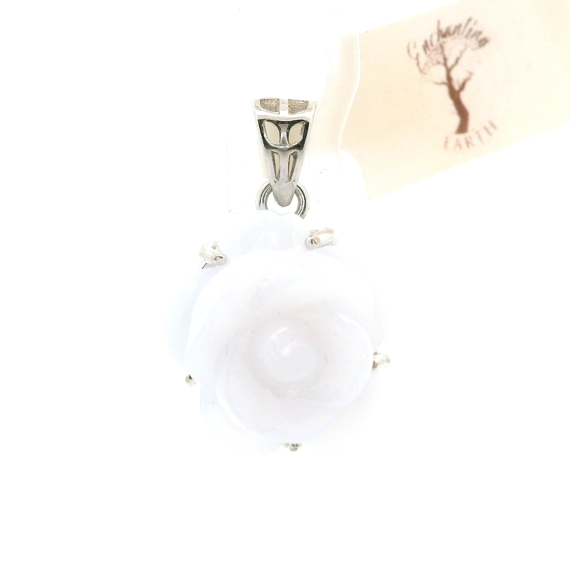 Blue Chalcedony Flower Pendant .925 Silver for Soothing the Body, Mind and Spirit