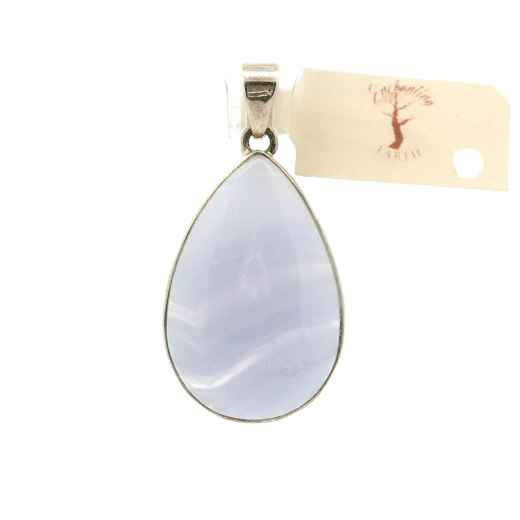 Blue Lace Agate Pendant .925 Silver for Soothing Emotions and Improving Communication