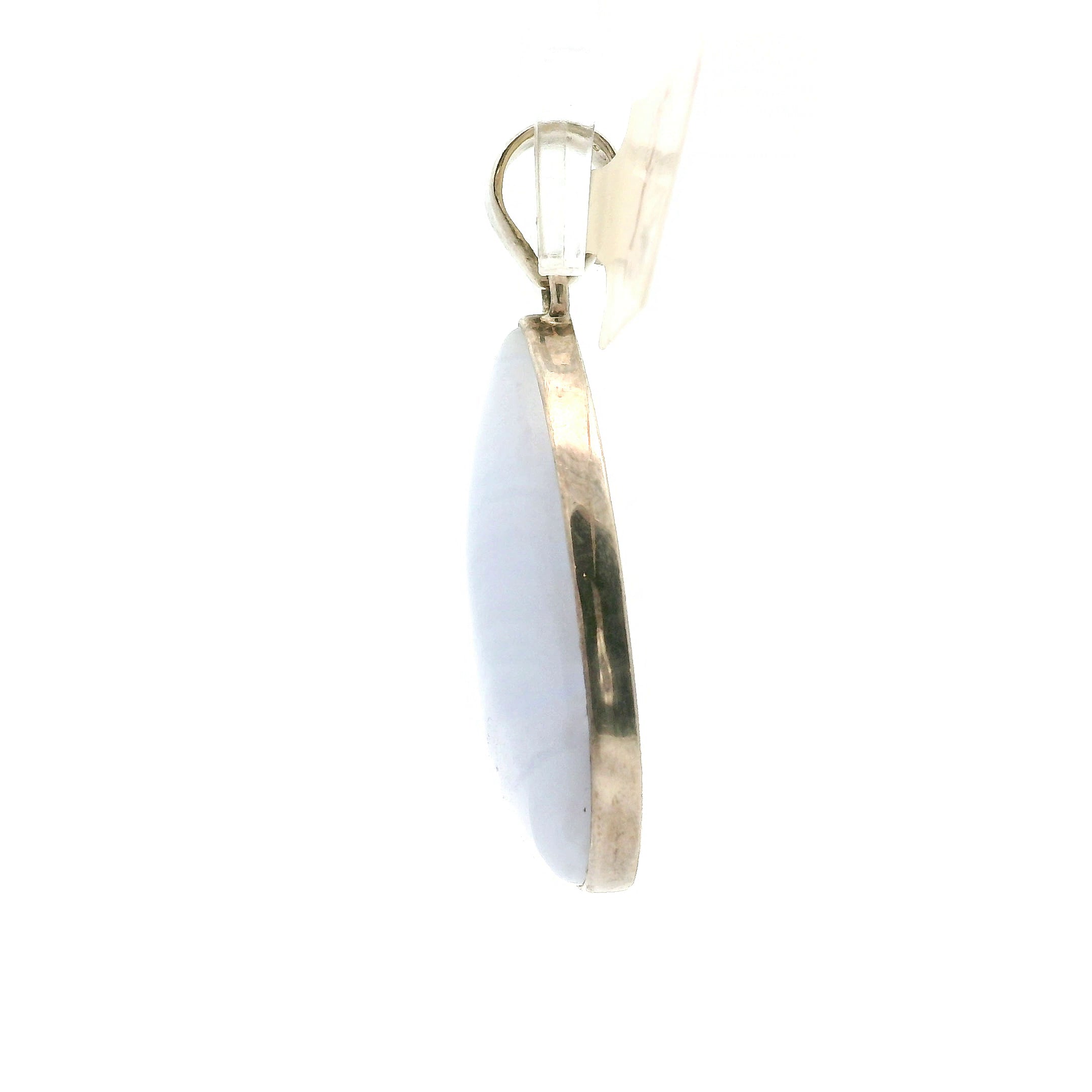 Blue Lace Agate Pendant .925 Silver for Soothing Emotions and Improving Communication