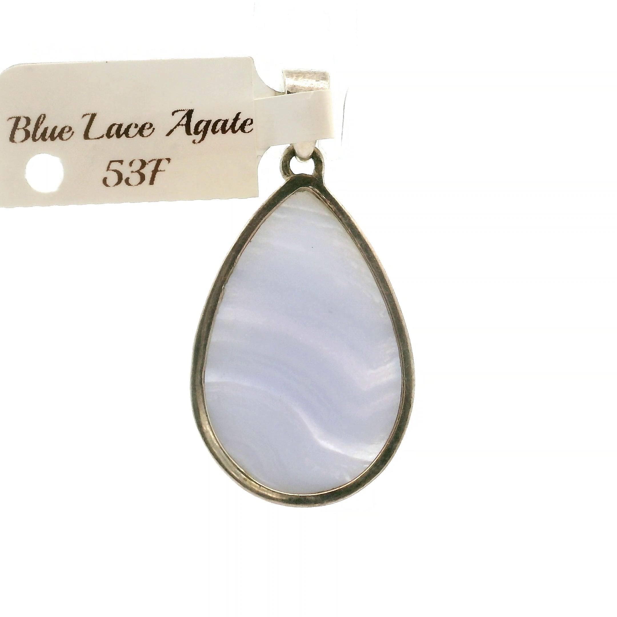 Blue Lace Agate Pendant .925 Silver for Soothing Emotions and Improving Communication