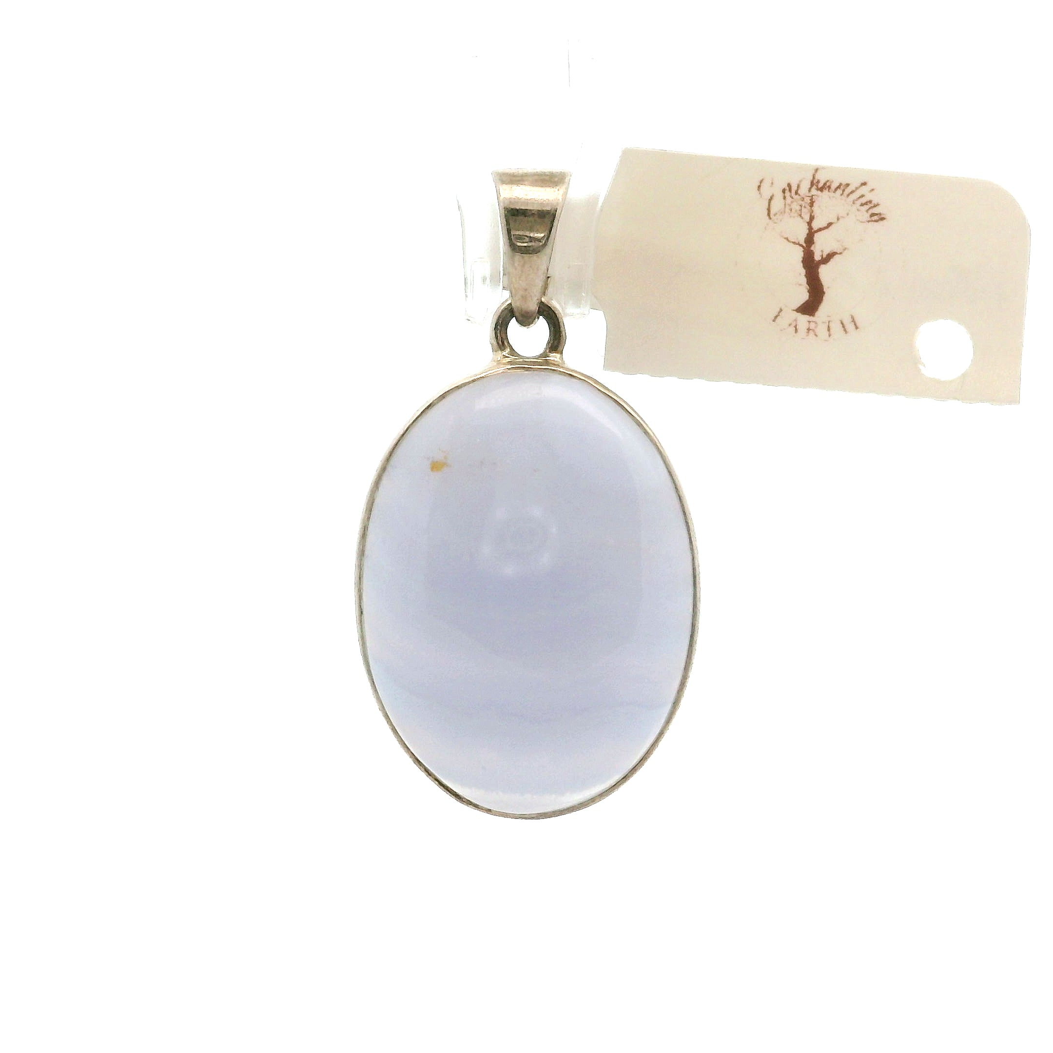 Blue Lace Agate Pendant .925 Silver for Soothing Emotions and Improving Communication