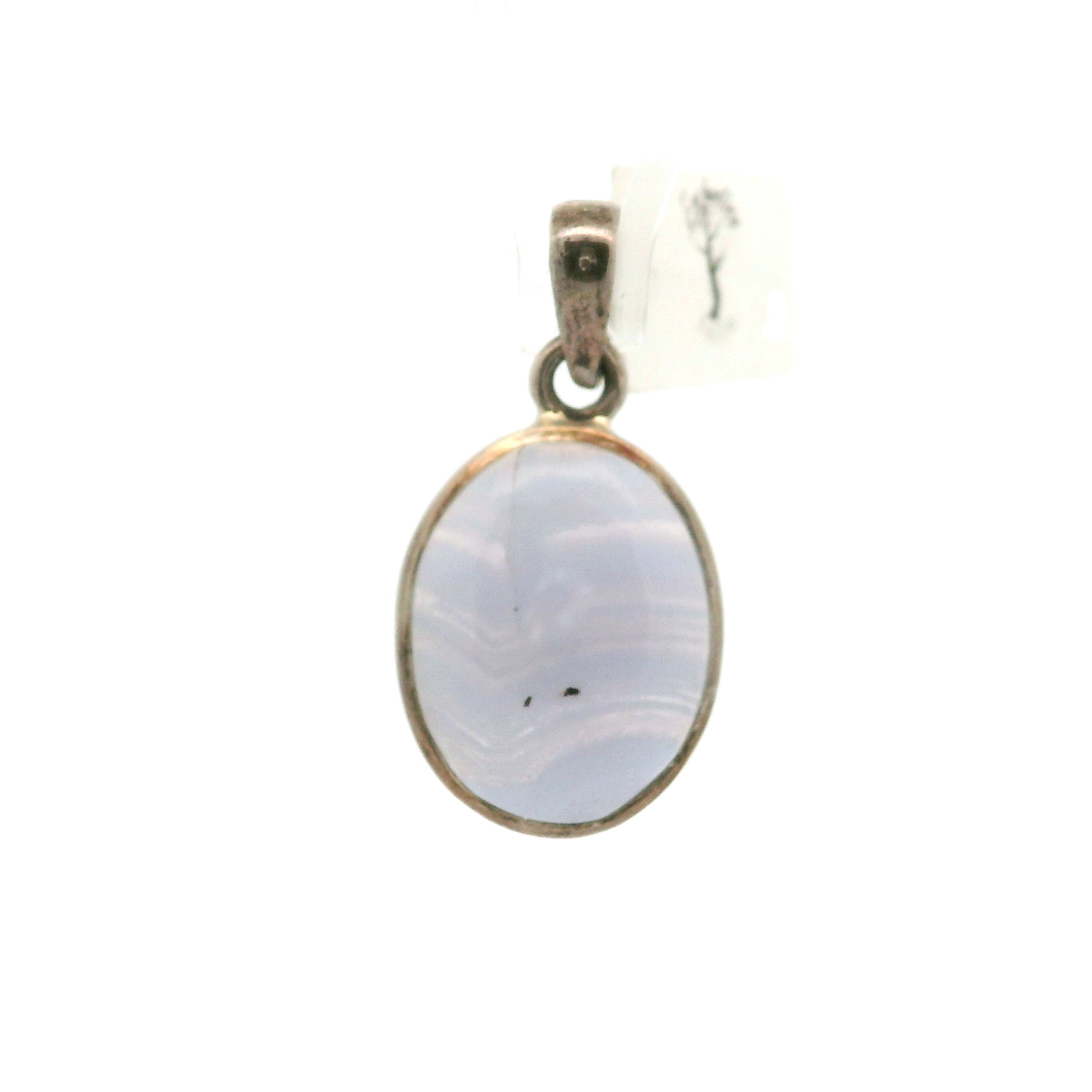 Blue Lace Agate Pendant .925 Silver for Soothing Emotions and Improving Communication