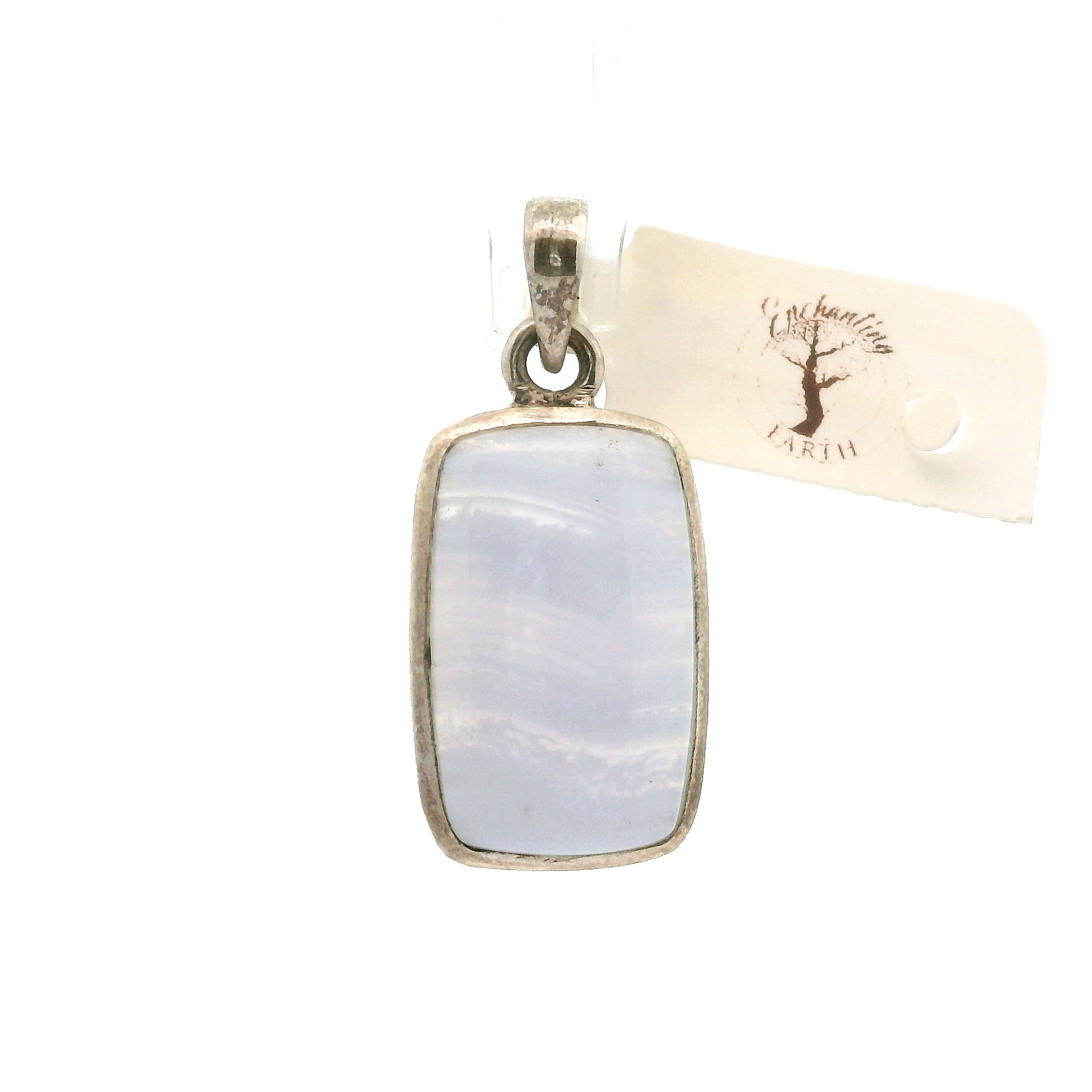 Blue Lace Agate Pendant .925 Silver for Soothing Emotions and Improving Communication