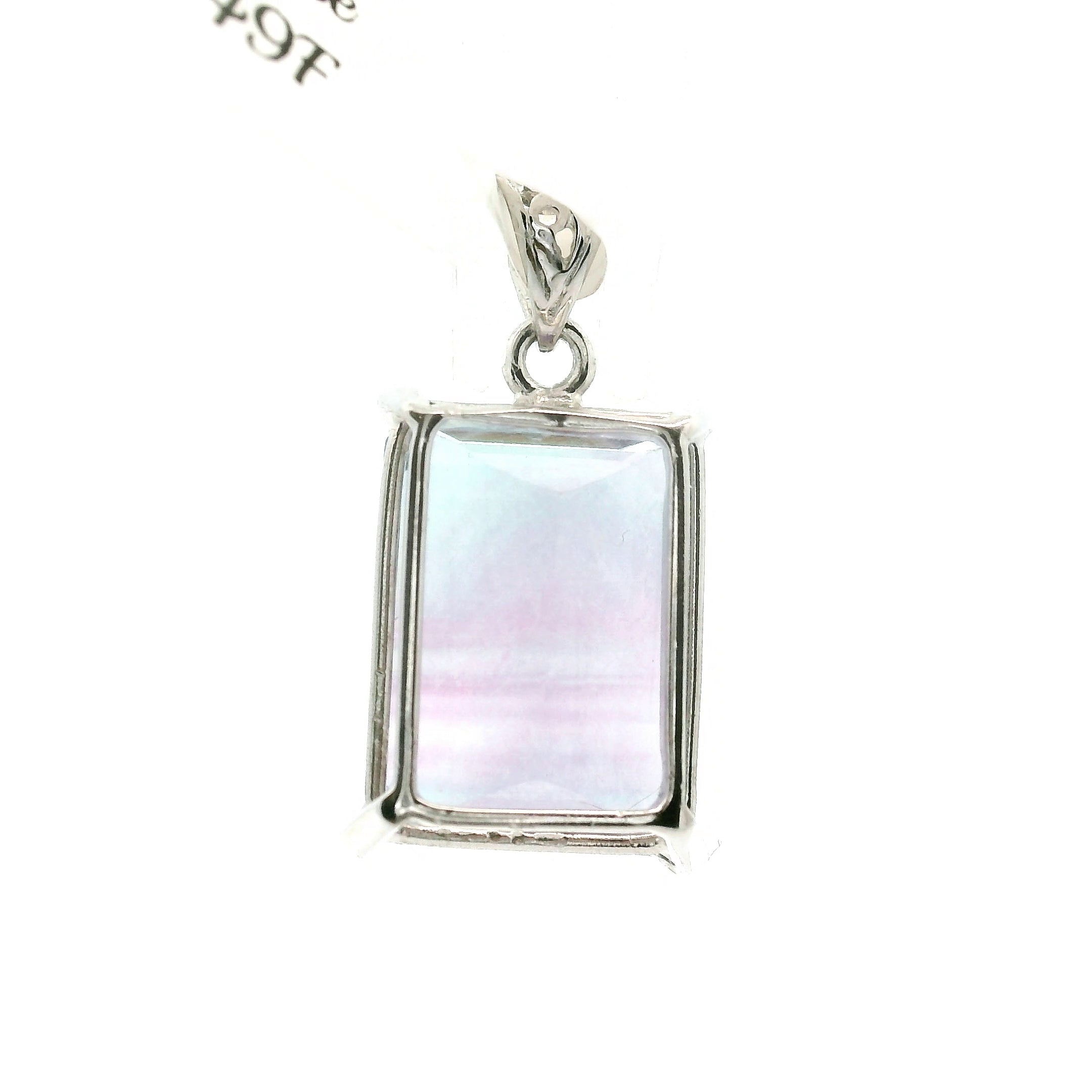 Rainbow Fluorite Emerald Pendant .925 Silver for Clearing Energy Fields and Focusing on your Goals