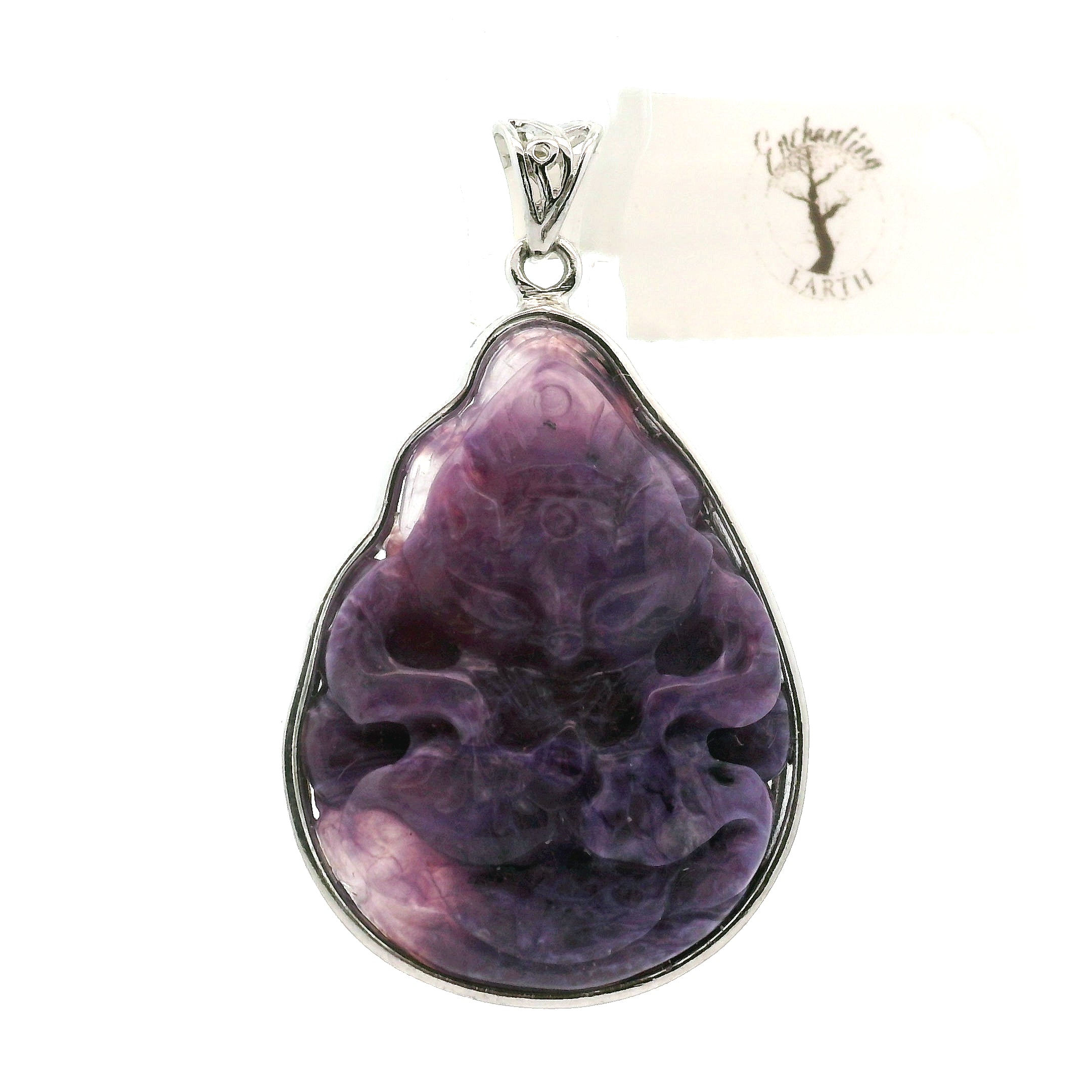 Charoite Nine Tails Pendant .925 Silver for Enhancing your Intuitive Gifts and Spiritual Transformation