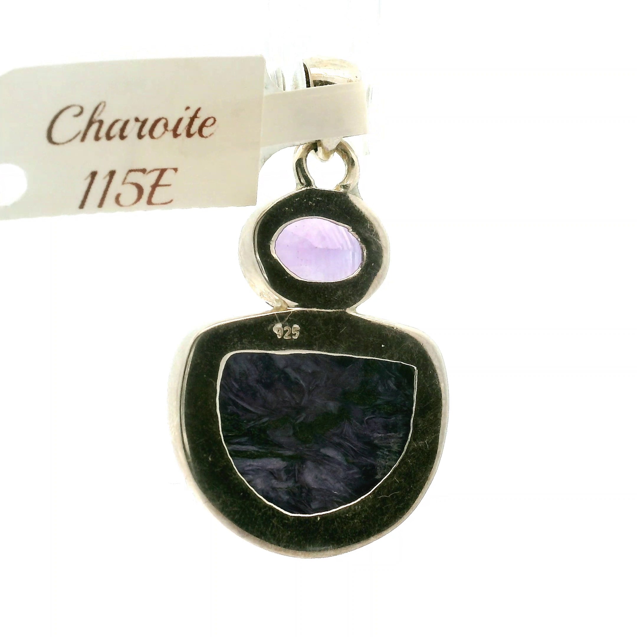 Charoite with Faceted Amethyst Pendant .925 Silver for Enhancing your Intuitive Gifts and Spiritual Transformation