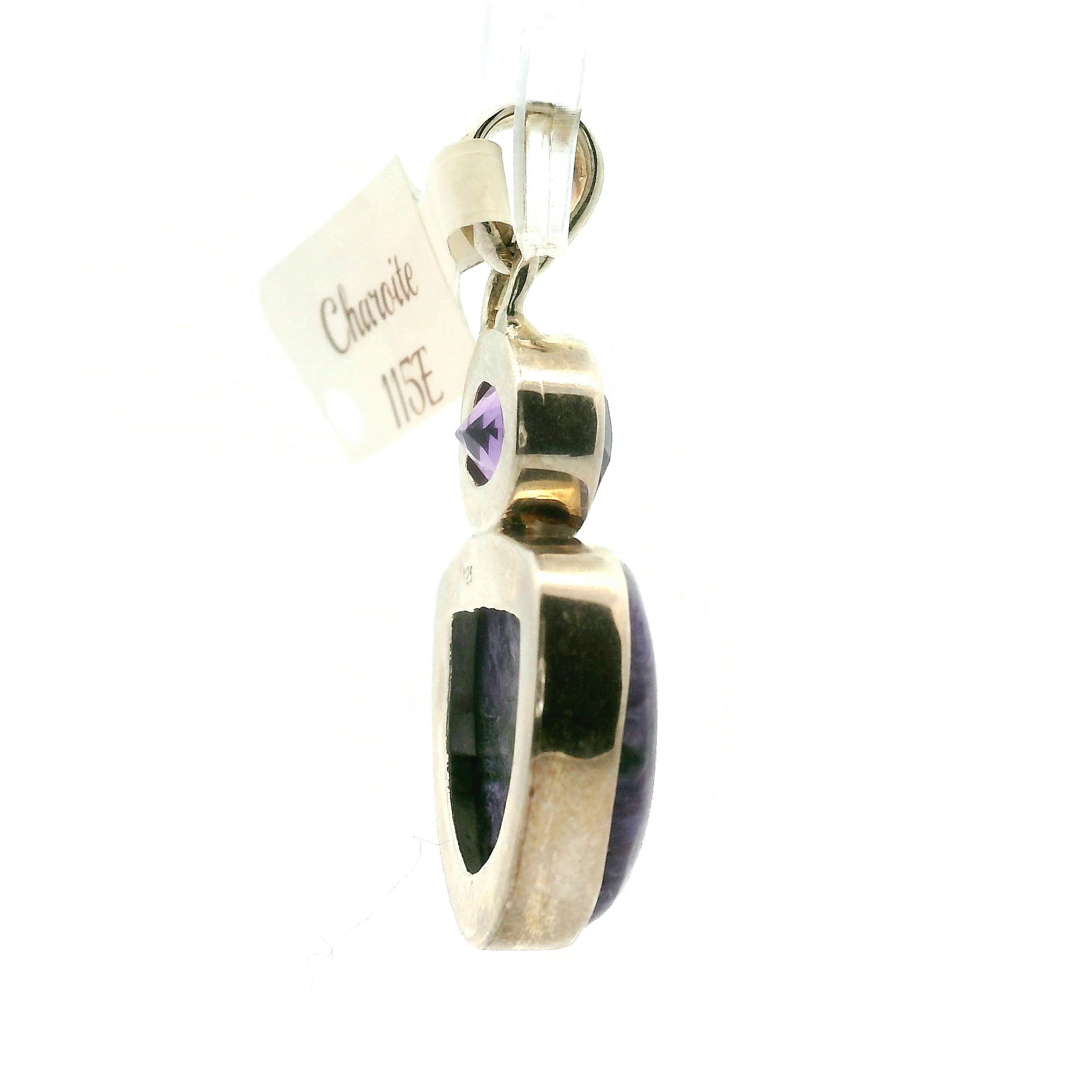 Charoite with Faceted Amethyst Pendant .925 Silver for Enhancing your Intuitive Gifts and Spiritual Transformation