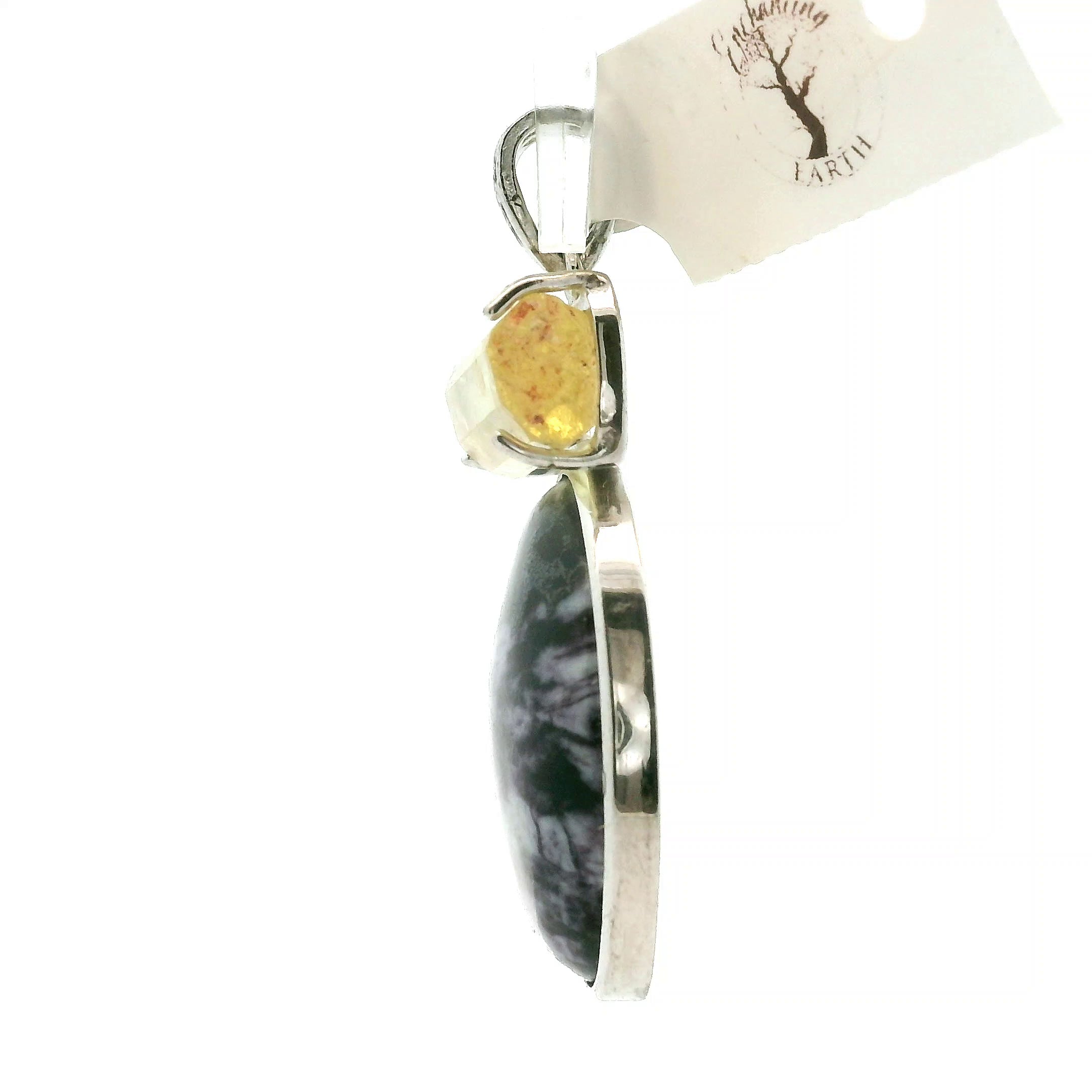 Kammererite with Golden Yellow Apatite Pendant .925 Silver for Revitalized Energy, Balance and Manifesting