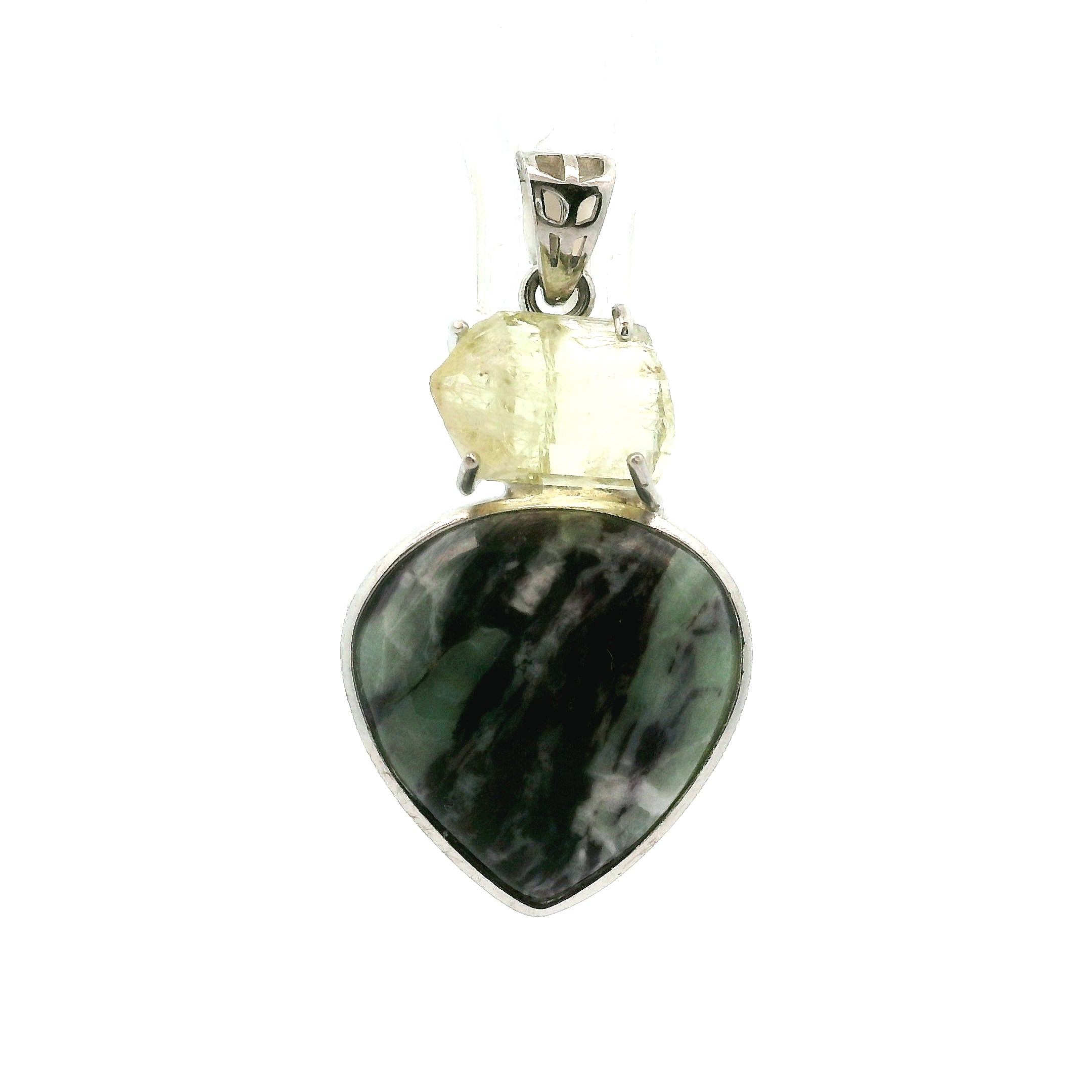 Kammererite with Golden Yellow Apatite Pendant .925 Silver for Revitalized Energy, Balance and Manifesting