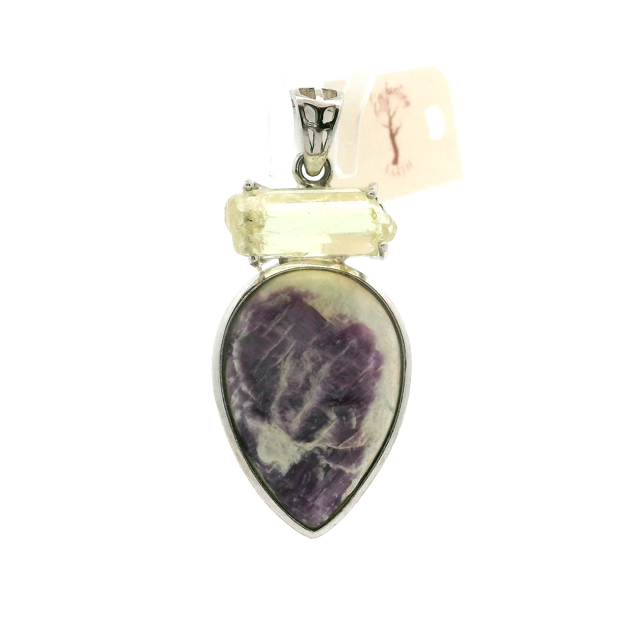 Kammererite with Golden Yellow Apatite Pendant .925 Silver for Revitalized Energy, Balance and Manifesting