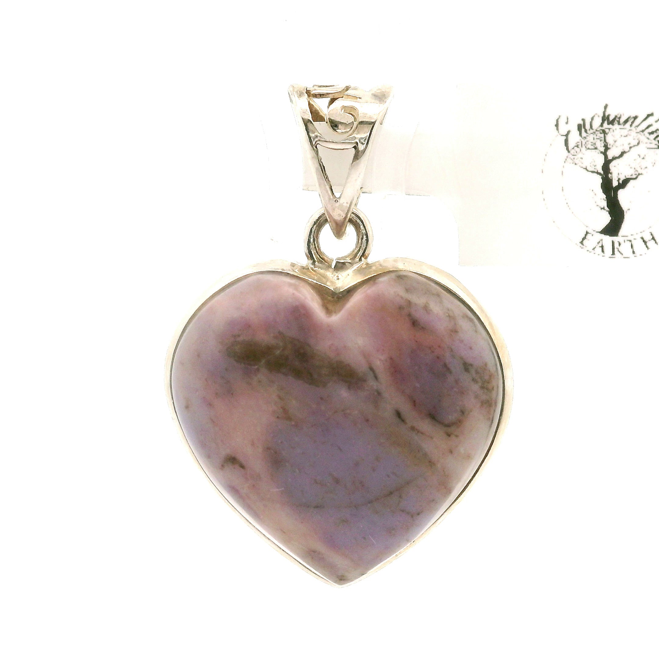 Unicorn Jade Heart Pendant .925 Silver for Divine Connection, Love and Wealth