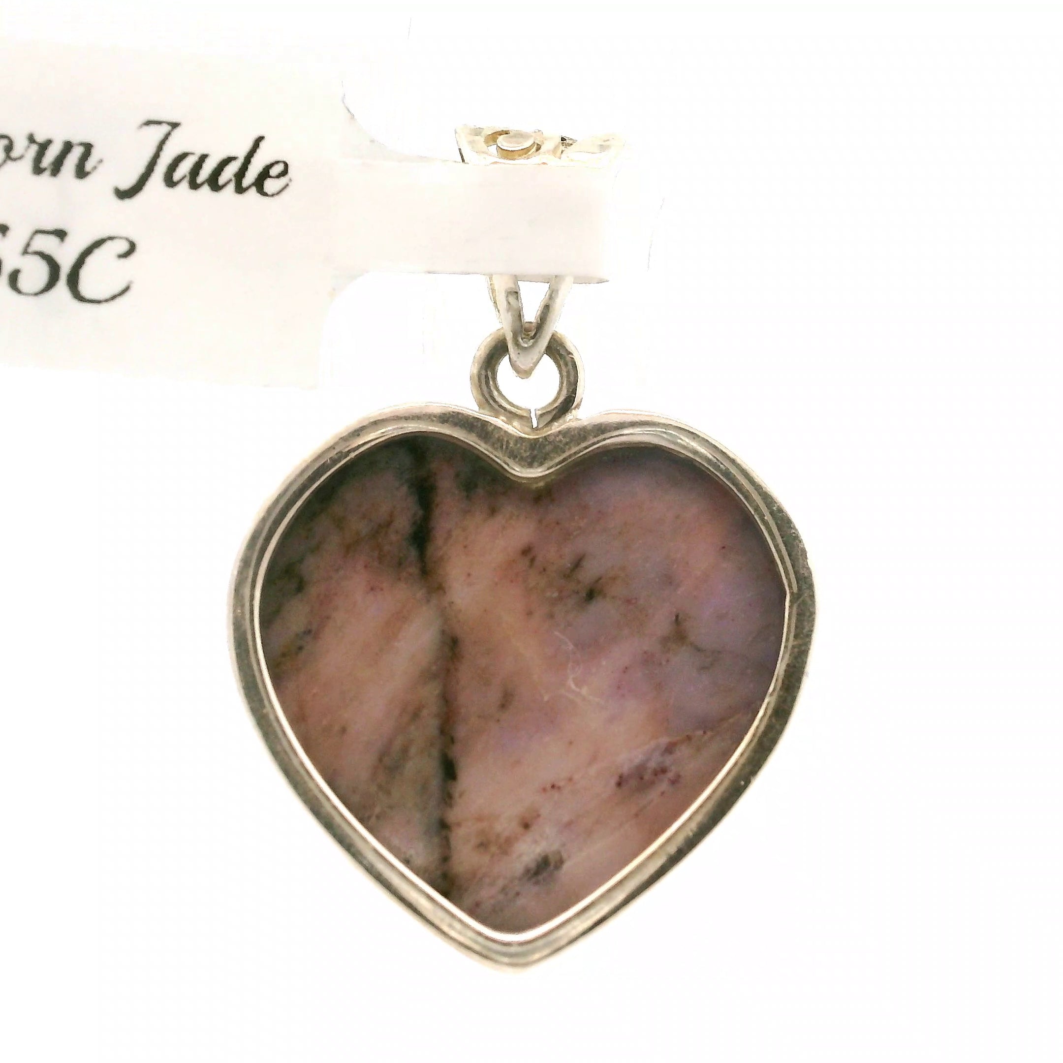 Unicorn Jade Heart Pendant .925 Silver for Divine Connection, Love and Wealth