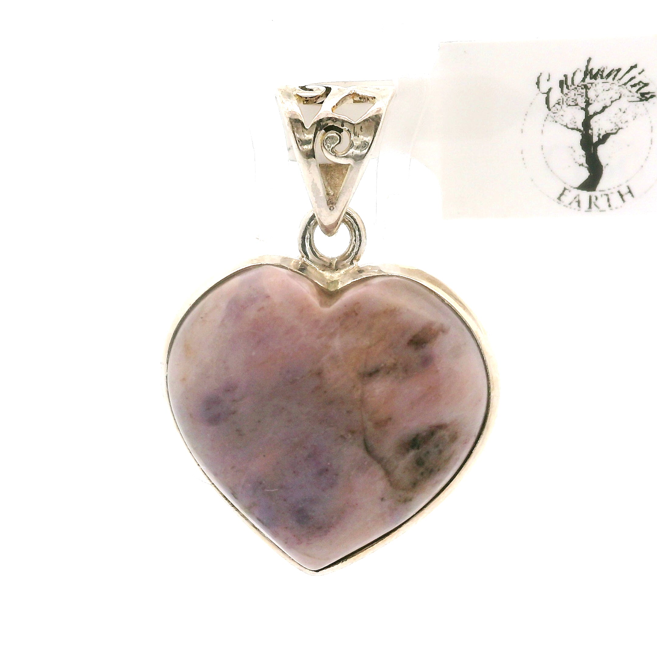 Unicorn Jade Heart Pendant .925 Silver for Divine Connection, Love and Wealth