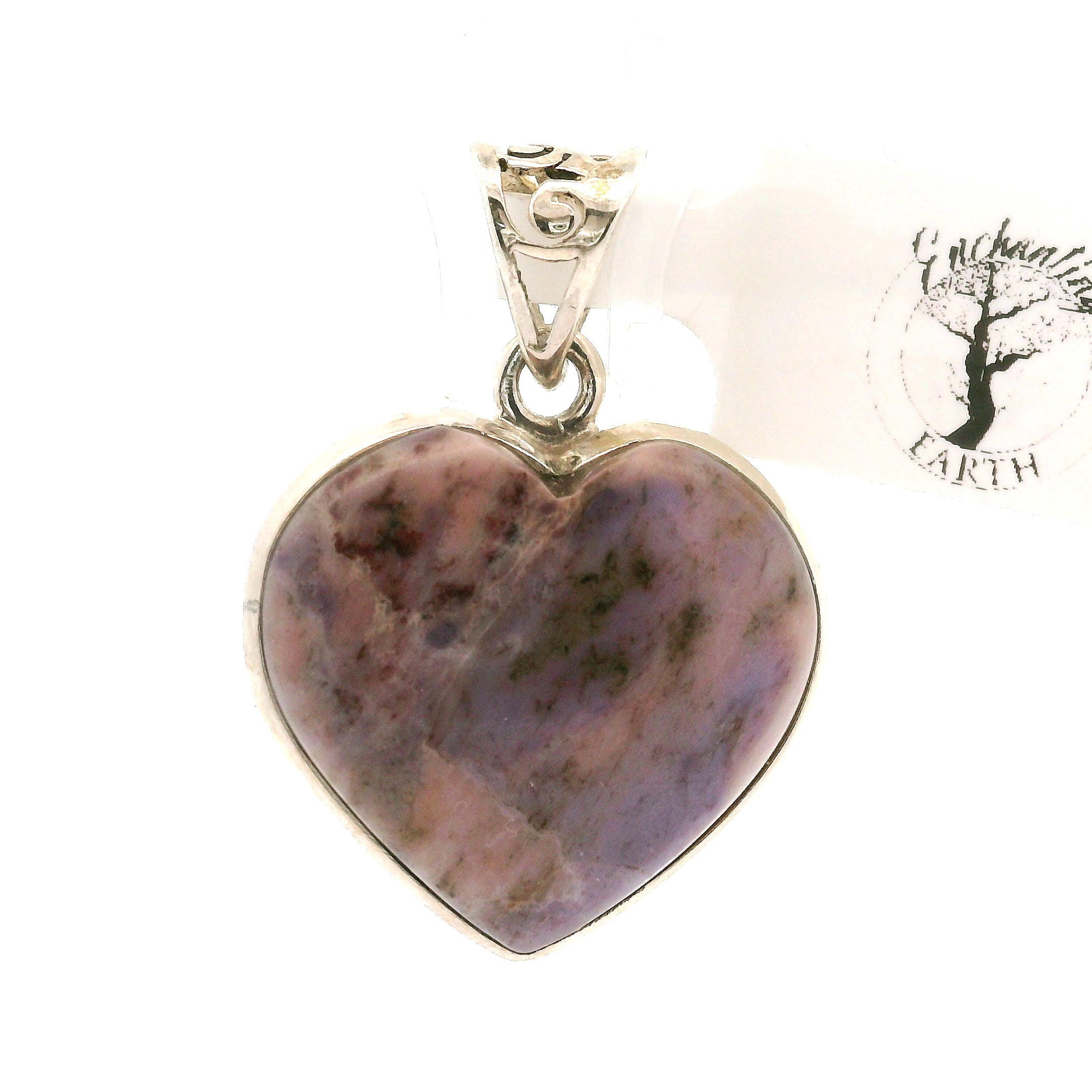 Unicorn Jade Heart Pendant .925 Silver for Divine Connection, Love and Wealth
