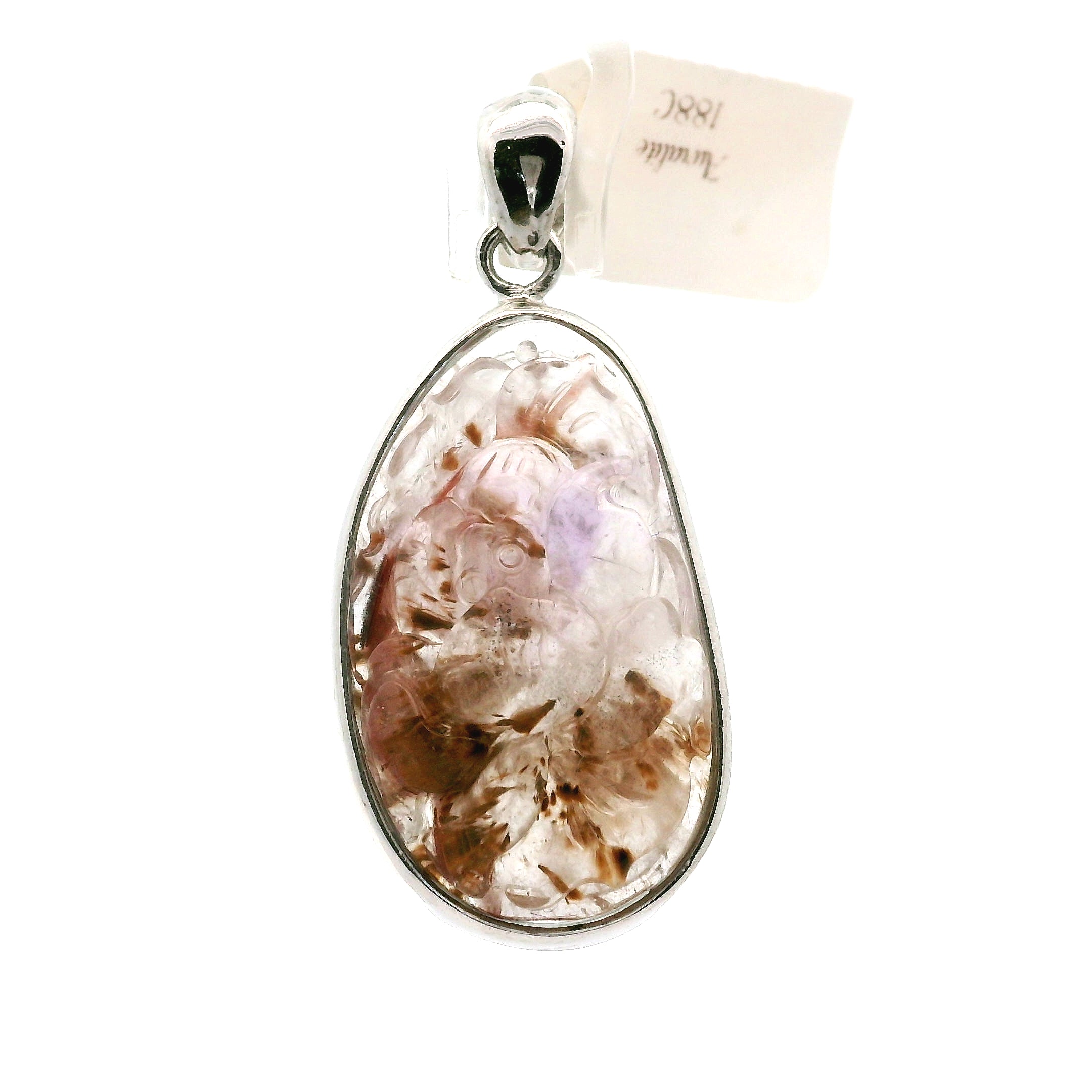 Auralite 23 Lotus Pendant .925 Silver for Intuition and Protection