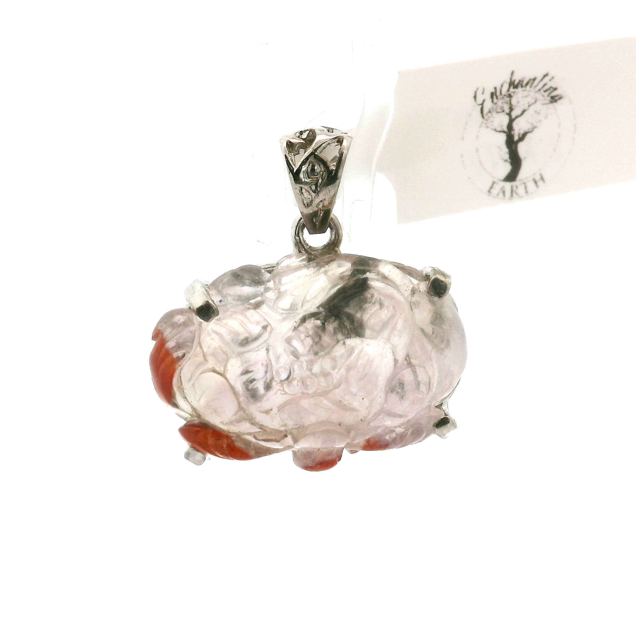 Auralite 23 Lotus Pendant .925 Silver for Intuition and Protection