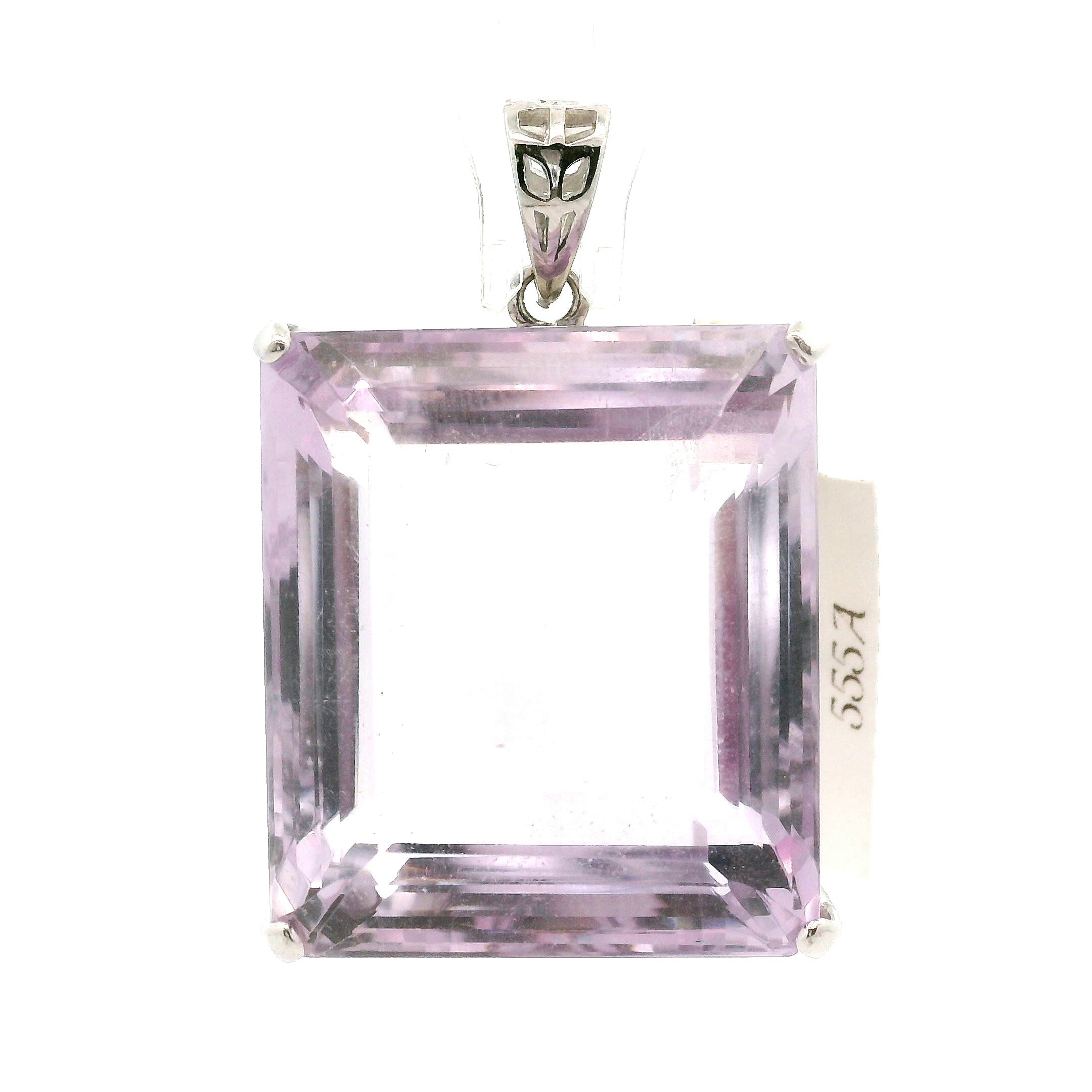 Rose De France Amethyst Large Faceted Pendant .925 Silver for Enhancing Intuition & Connection with Divine