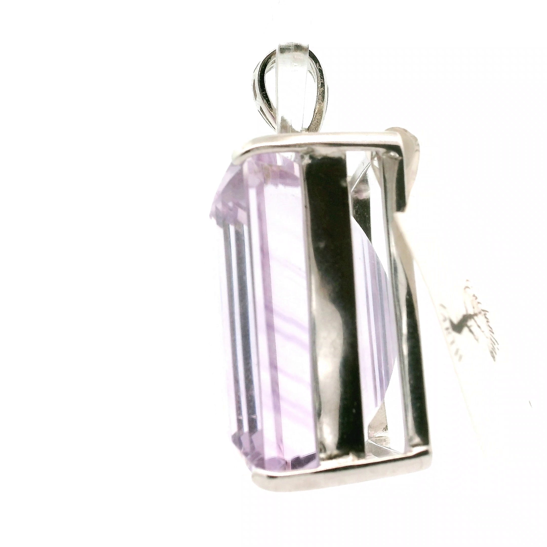 Rose De France Amethyst Large Faceted Pendant .925 Silver for Enhancing Intuition & Connection with Divine
