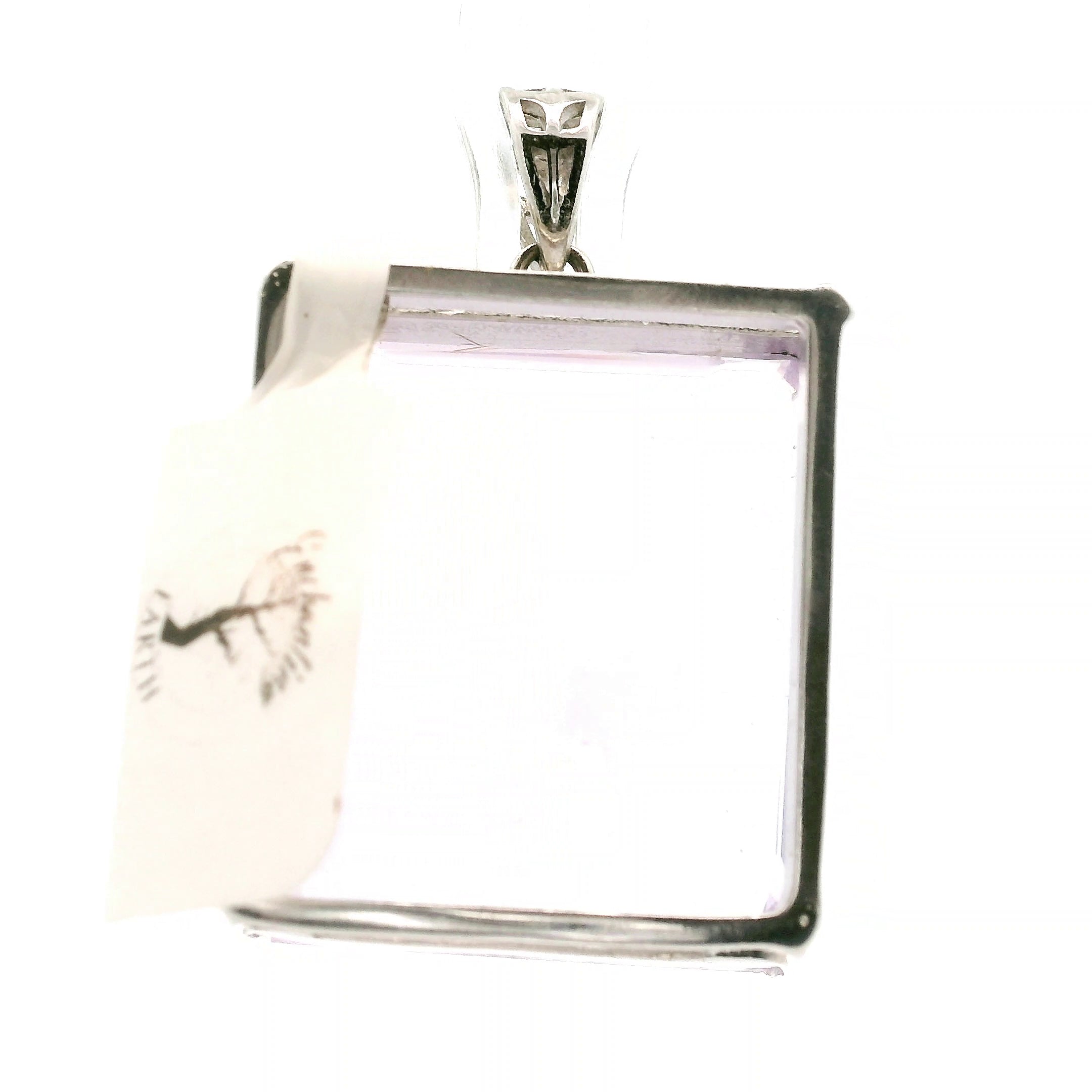 Rose De France Amethyst Large Faceted Pendant .925 Silver for Enhancing Intuition & Connection with Divine
