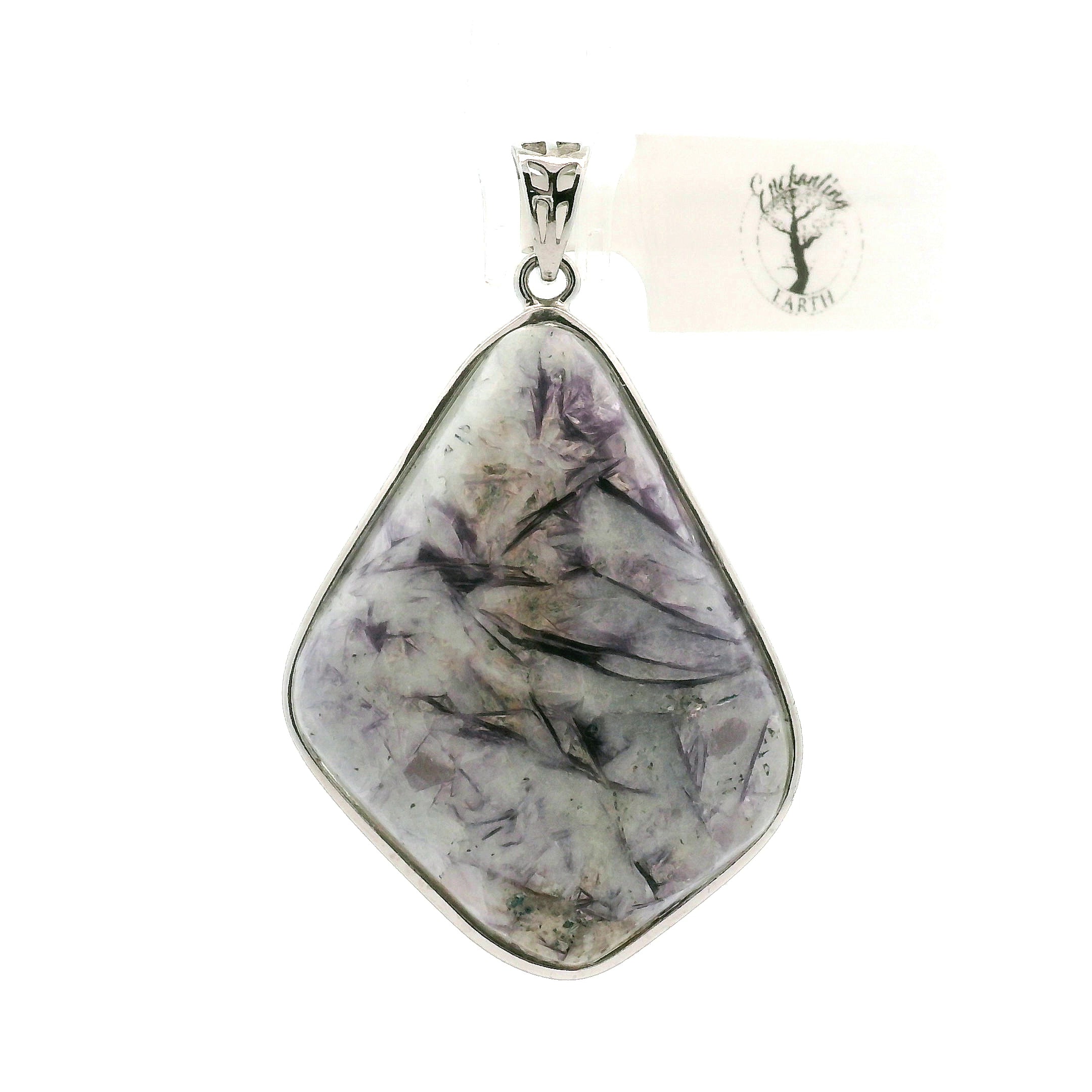 Lepidolite in Quartz Pendant .925 Silver for Balancing the Emotional Body & Calming the Mind