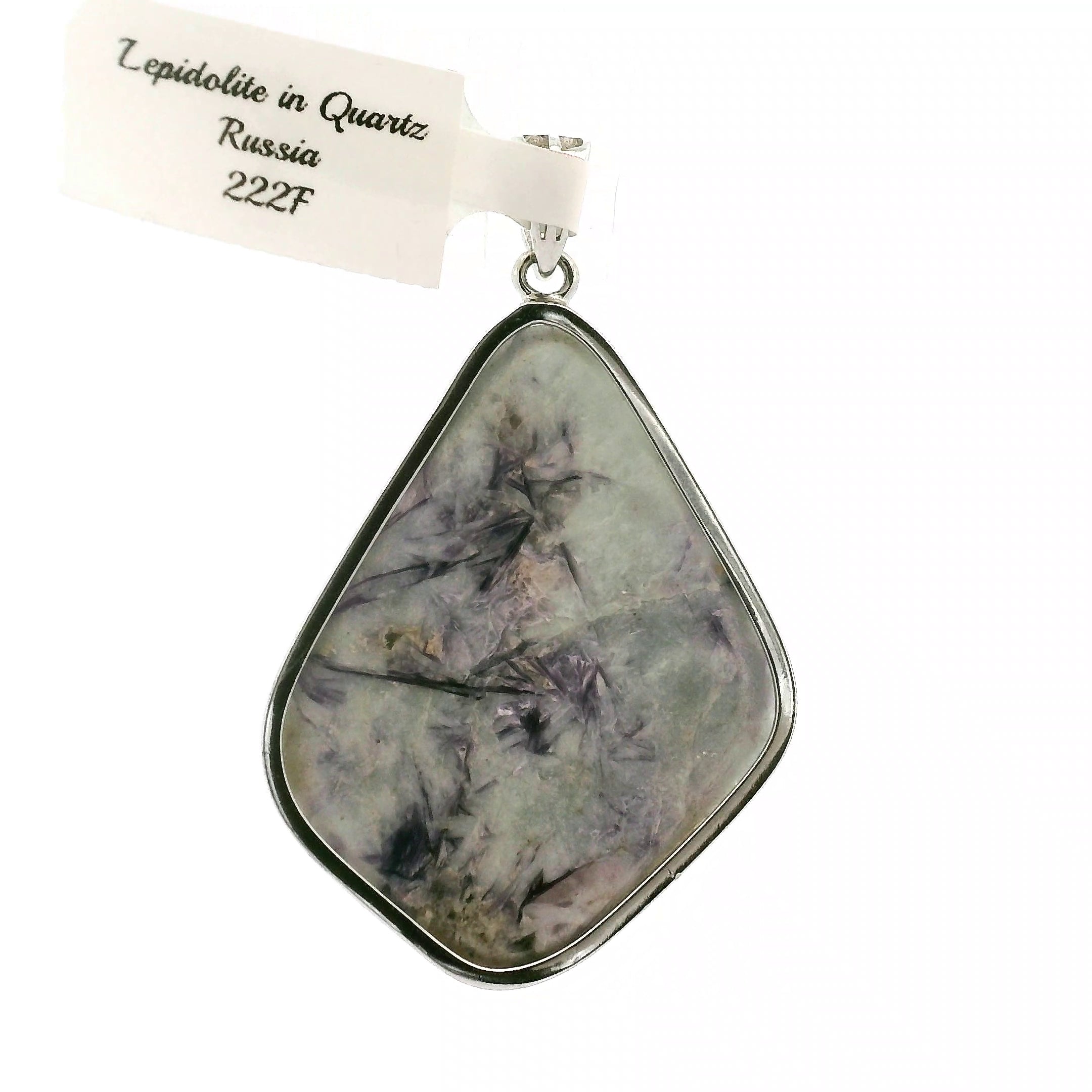 Lepidolite in Quartz Pendant .925 Silver for Balancing the Emotional Body & Calming the Mind