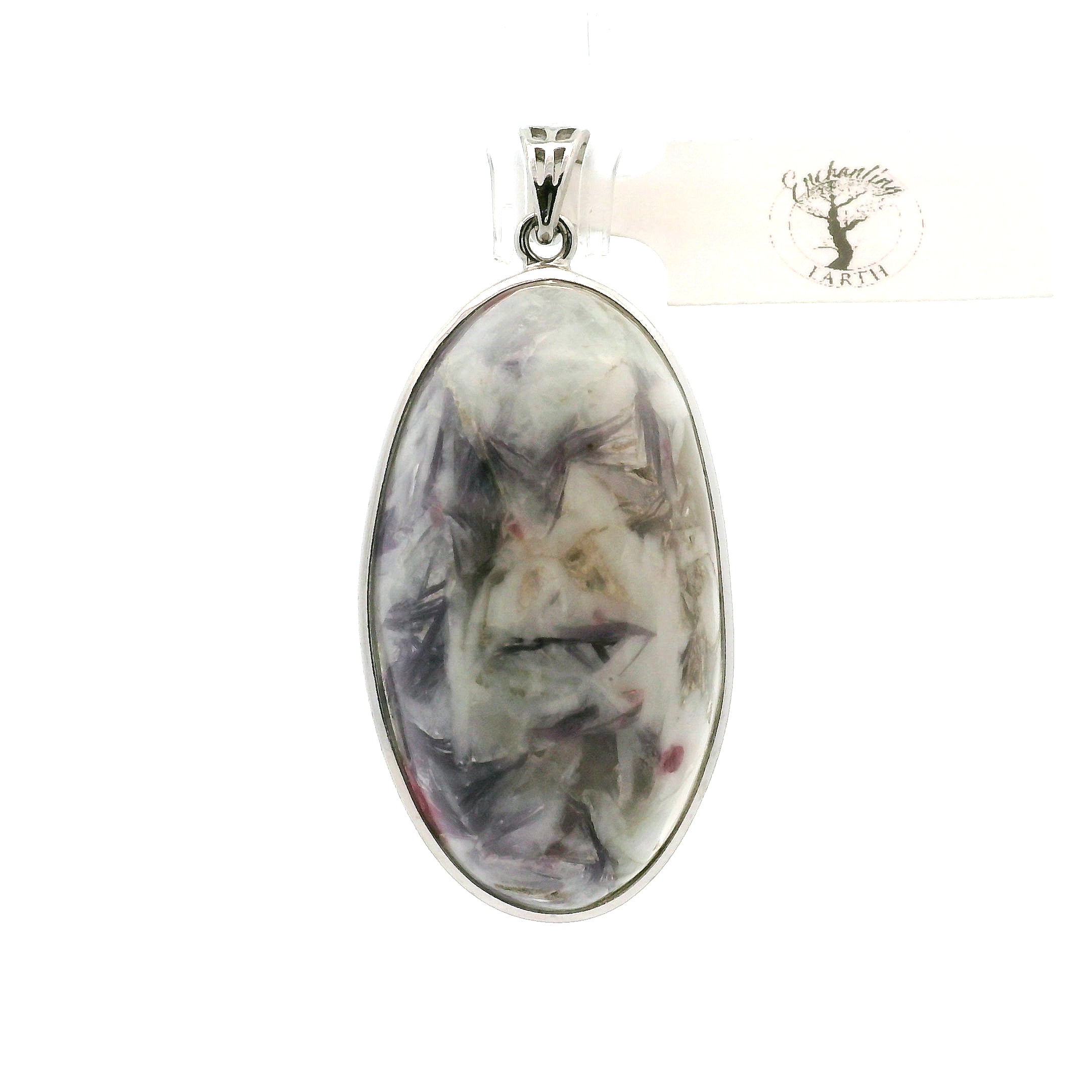 Lepidolite in Quartz Pendant .925 Silver for Balancing the Emotional Body & Calming the Mind