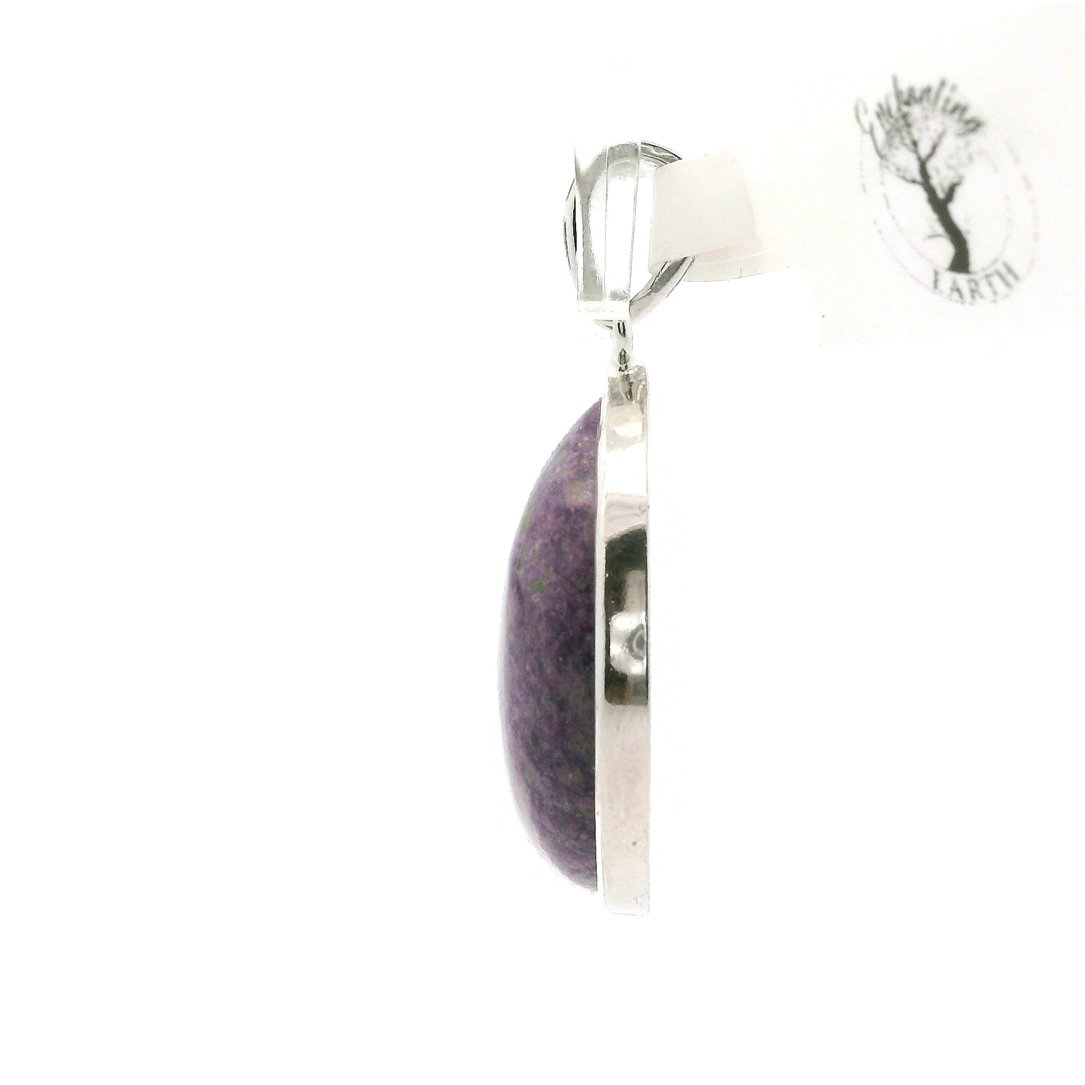 Atlantisite Stichtite in Serpentine Pendant .925 Silver with Rhodium Plating for Emotional Maturity, Inner Peace and Improved Self Esteem