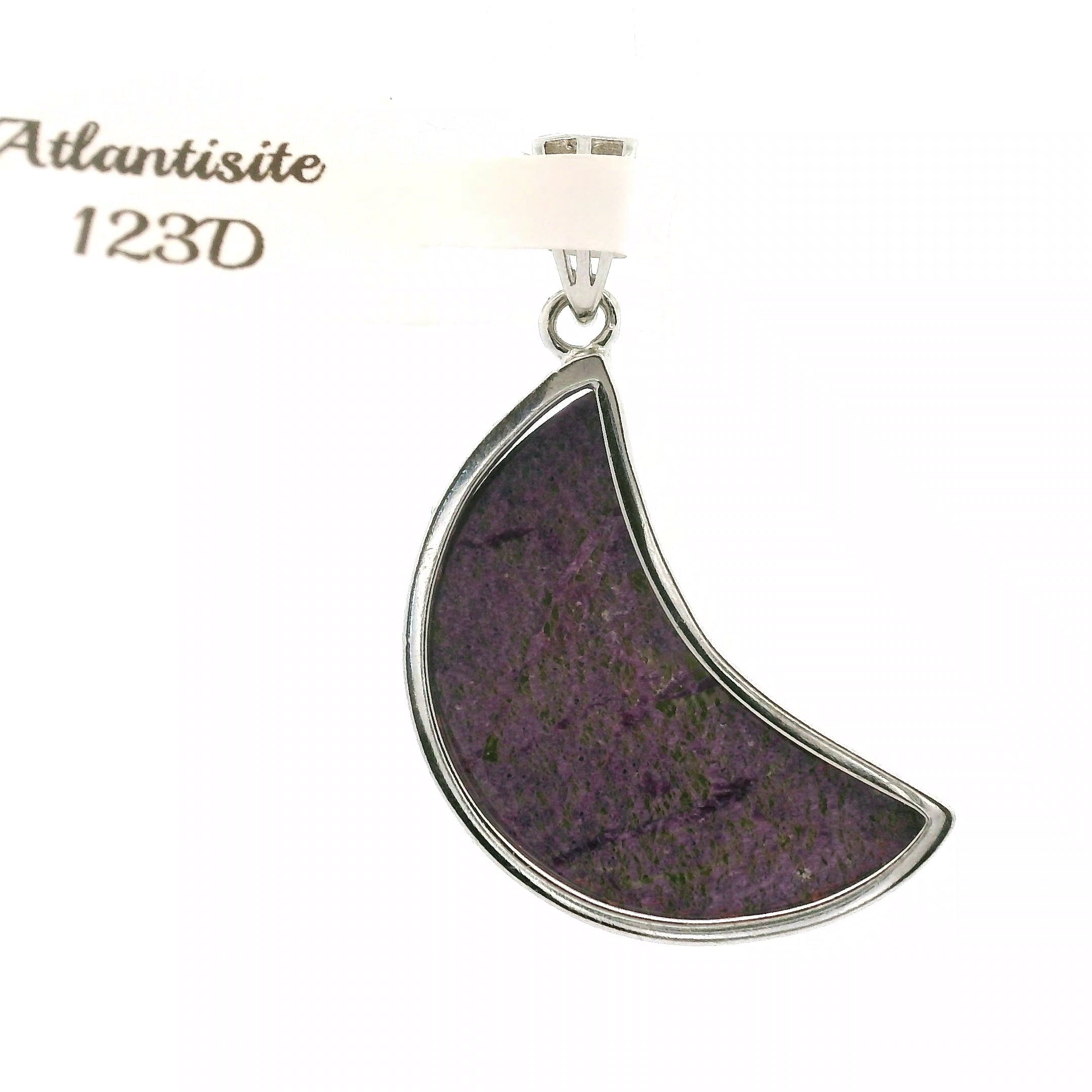Atlantisite Stichtite in Serpentine Pendant .925 Silver with Rhodium Plating for Emotional Maturity, Inner Peace and Improved Self Esteem