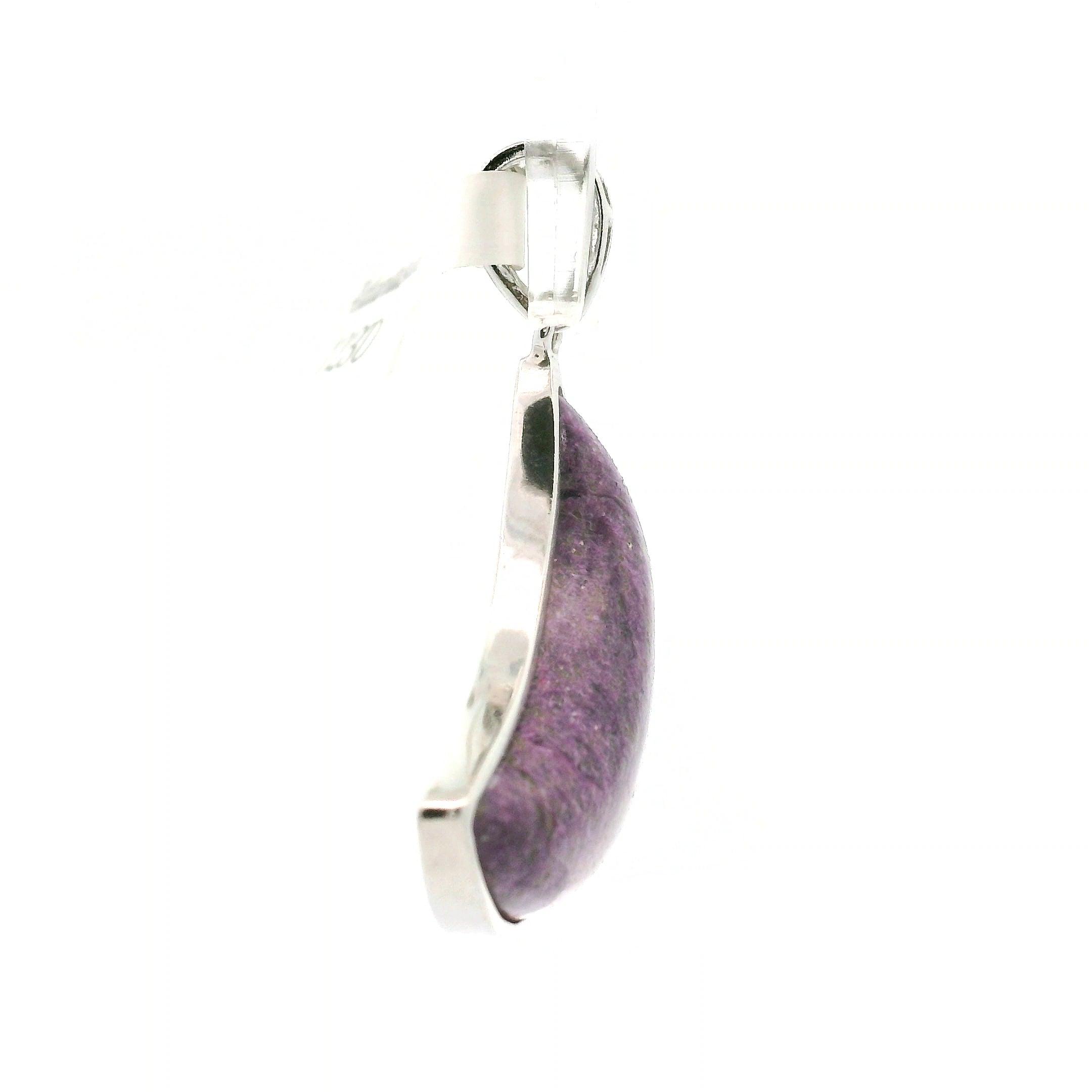 Atlantisite Stichtite in Serpentine Pendant .925 Silver with Rhodium Plating for Emotional Maturity, Inner Peace and Improved Self Esteem