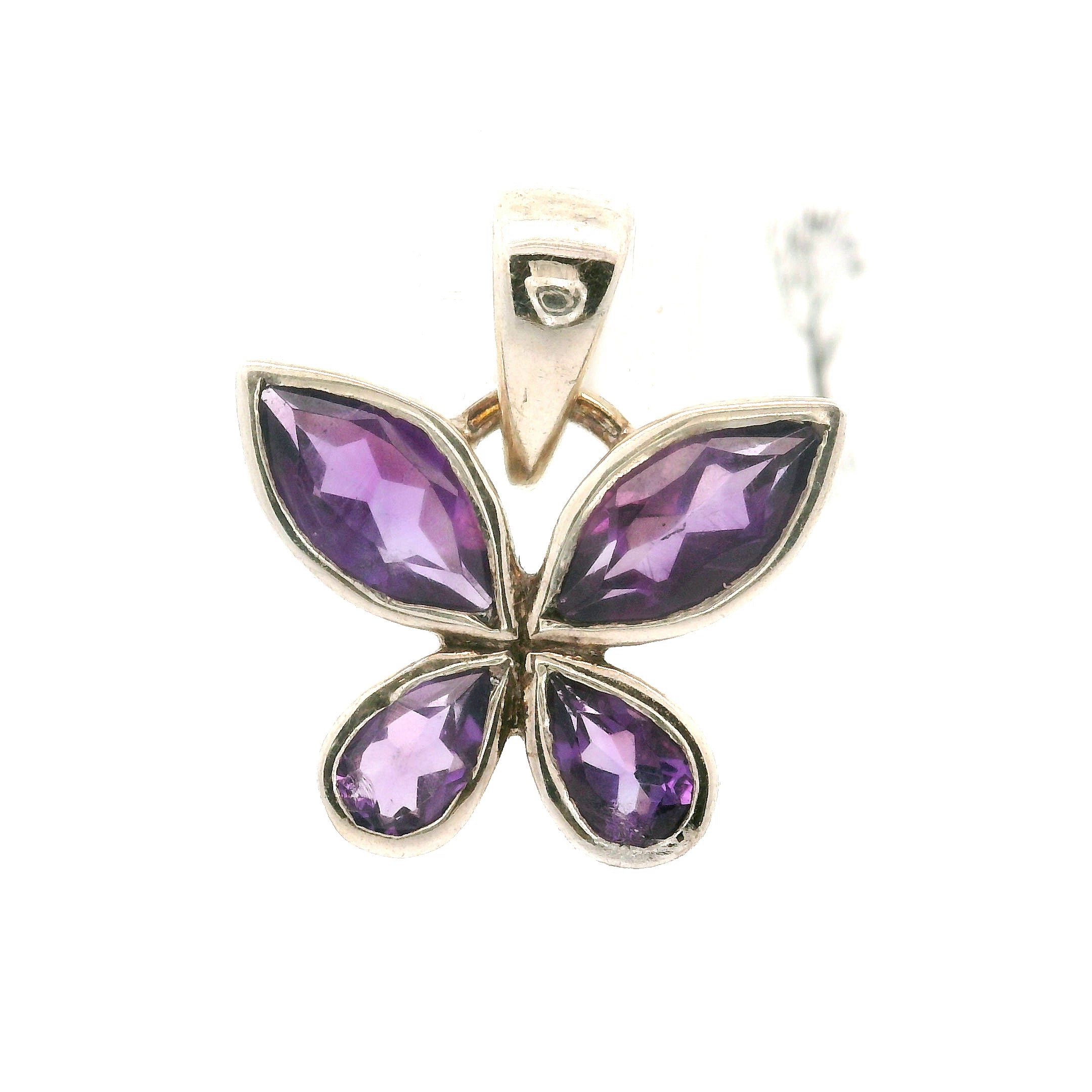 Amethyst Butterfly Pendant .925 Silver for Intuition and Energetic Purification