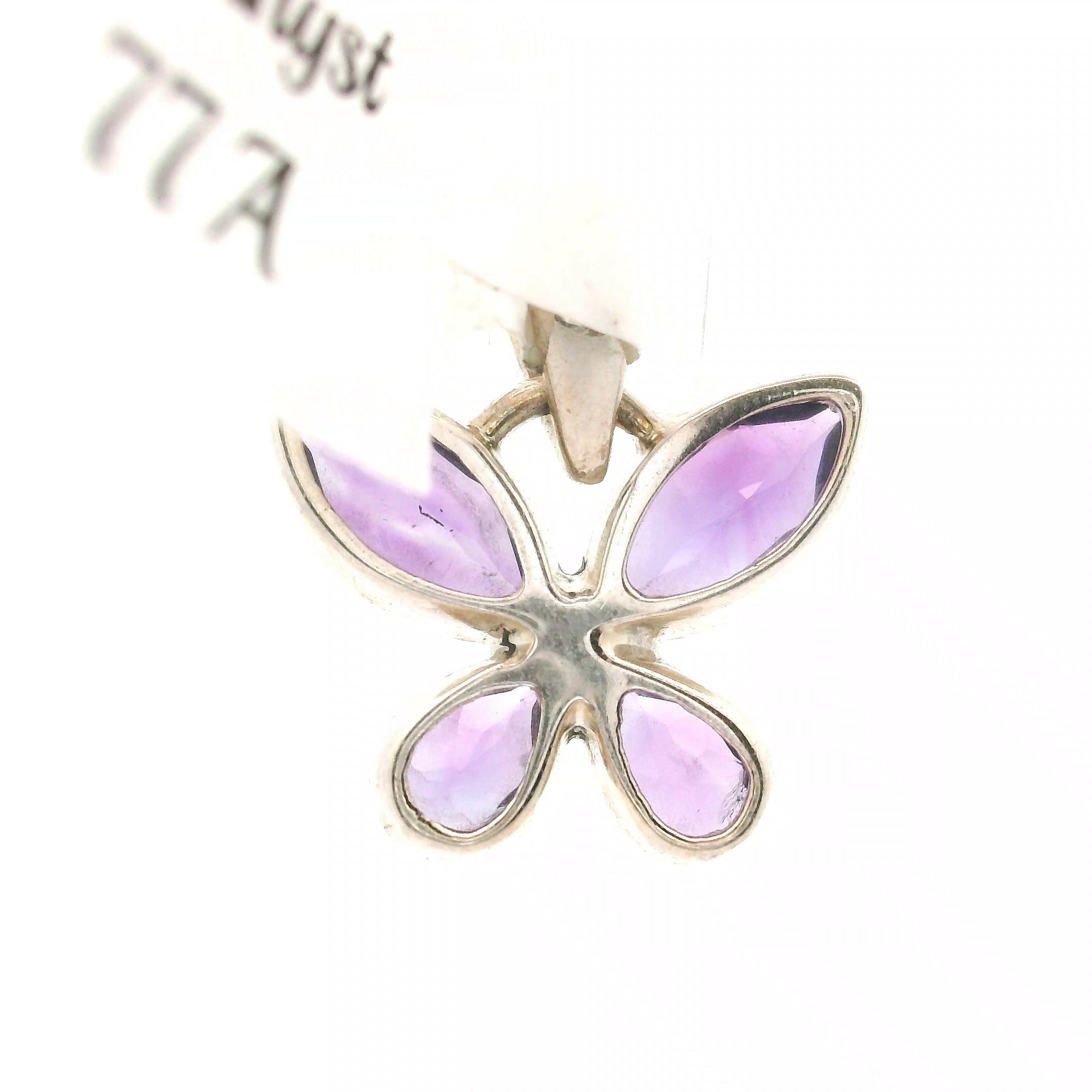 Amethyst Butterfly Pendant .925 Silver for Intuition and Energetic Purification