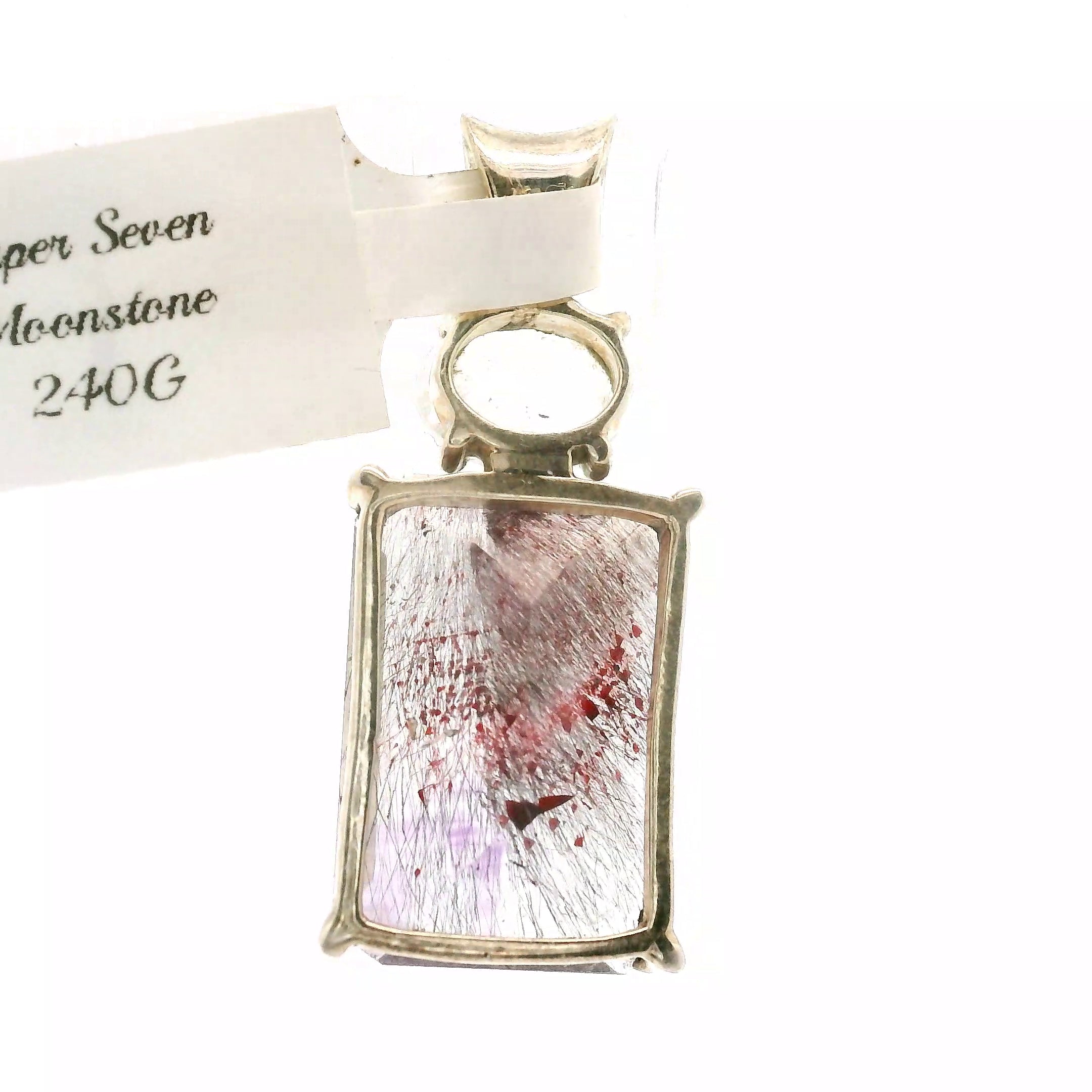 Super 7 with Moonstone Pendant .925 Silver for Awakening your Gifts and Creating your Dream Life